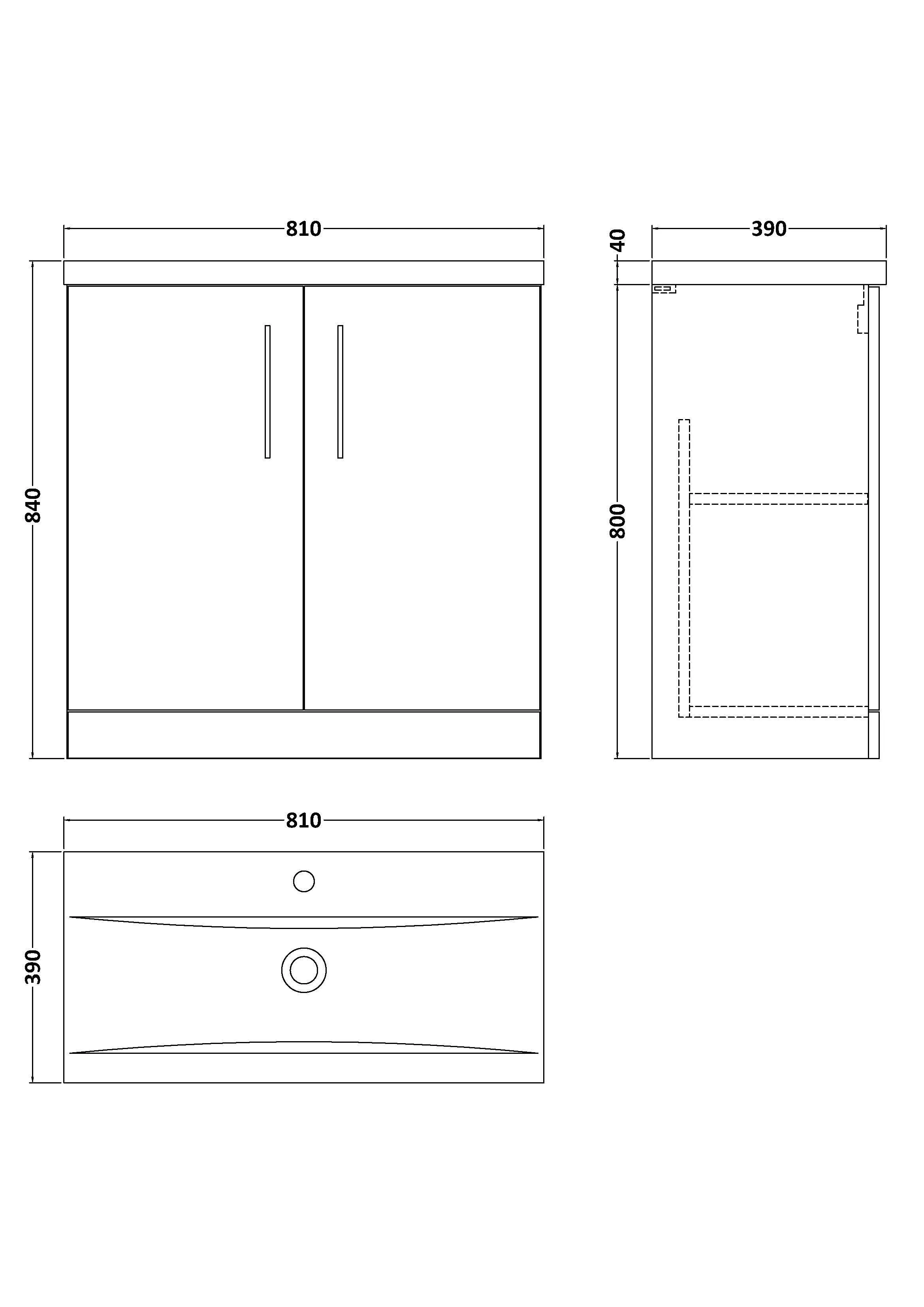 Floor Standing 2-Door Vanity & Mid-Edge Basin – Choice of Colour and Handle Finish - Image 187