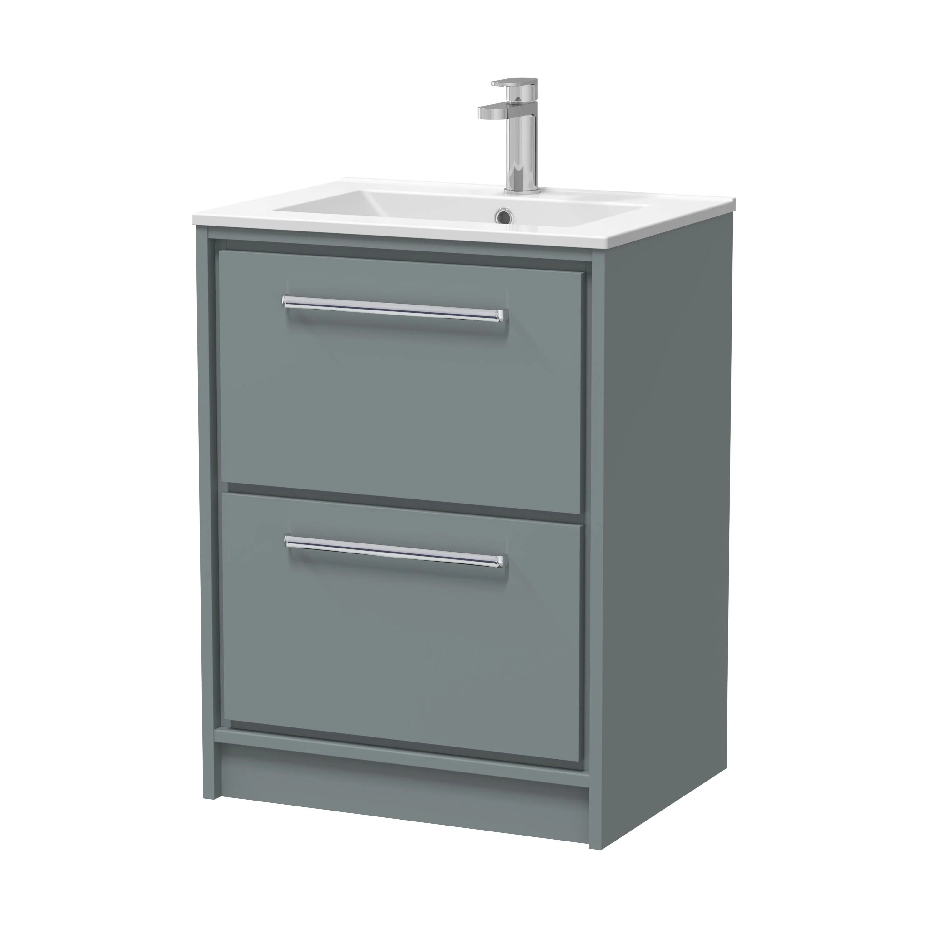 Contemporary Floor Standing 2 Drawer Vanity Unit - Choice of Colour, Basin Type and Size - Image 3