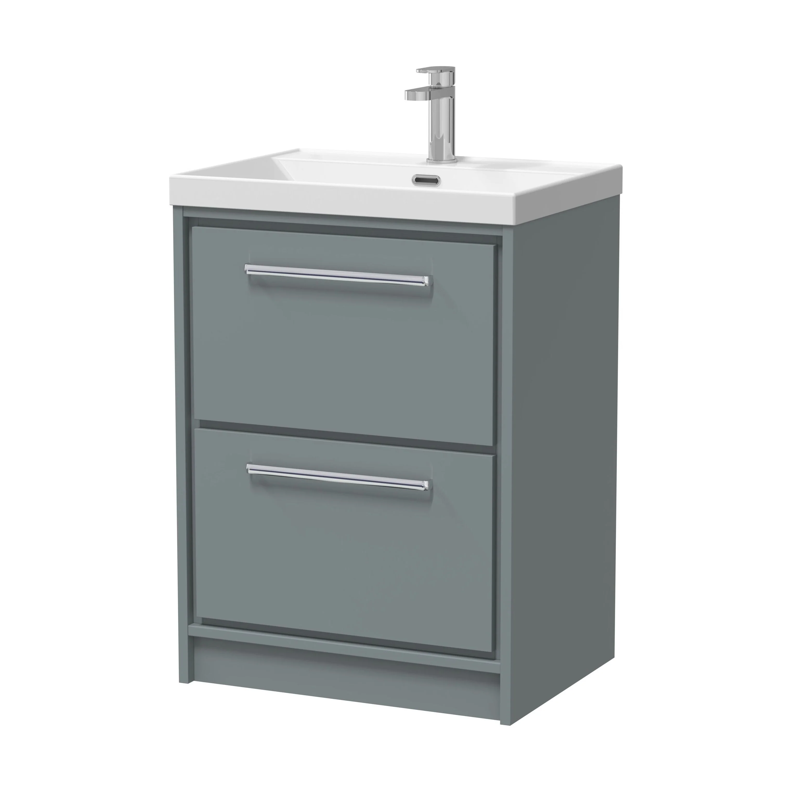 Contemporary Floor Standing 2 Drawer Vanity Unit - Choice of Colour, Basin Type and Size - Image 5