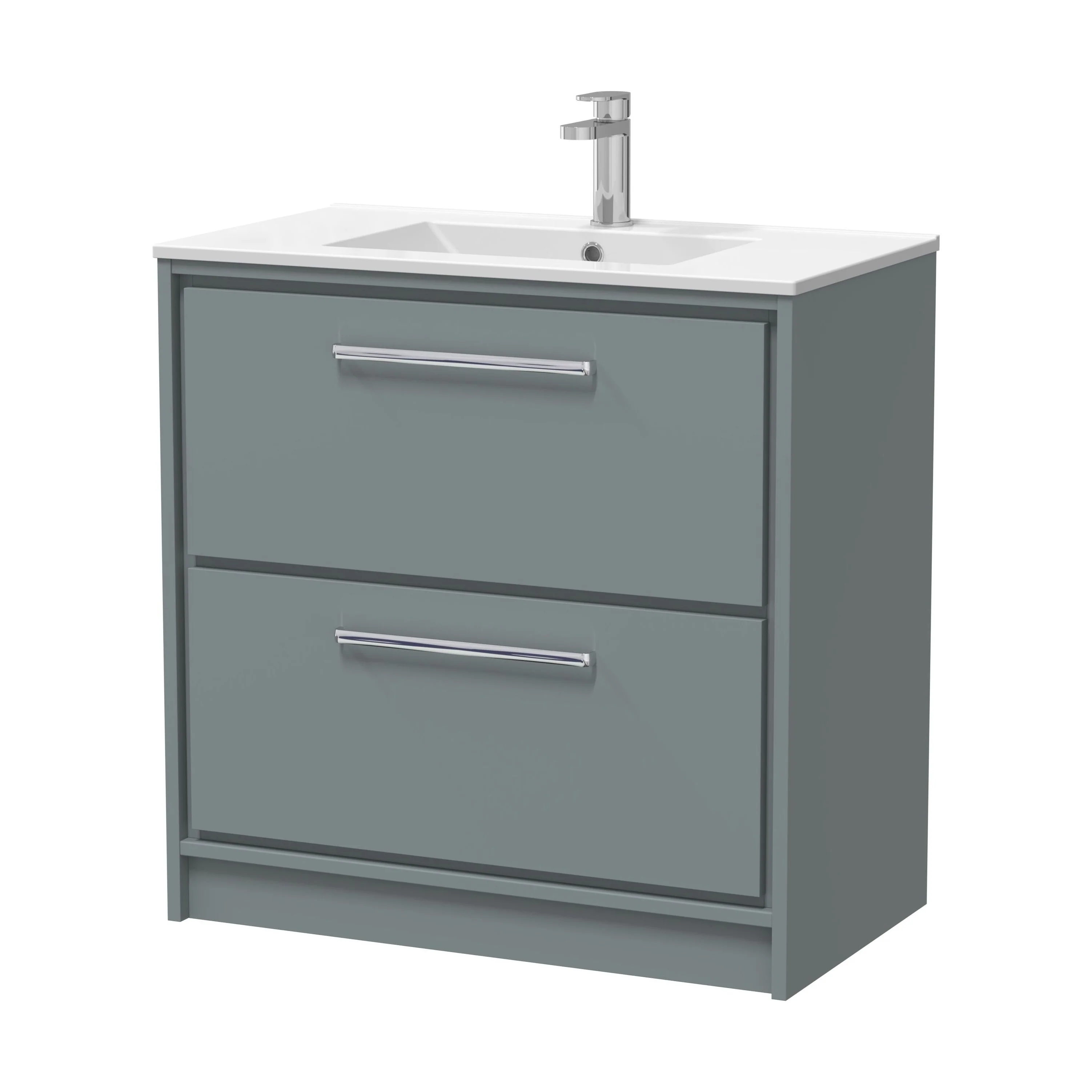 Contemporary Floor Standing 2 Drawer Vanity Unit - Choice of Colour, Basin Type and Size - Image 7