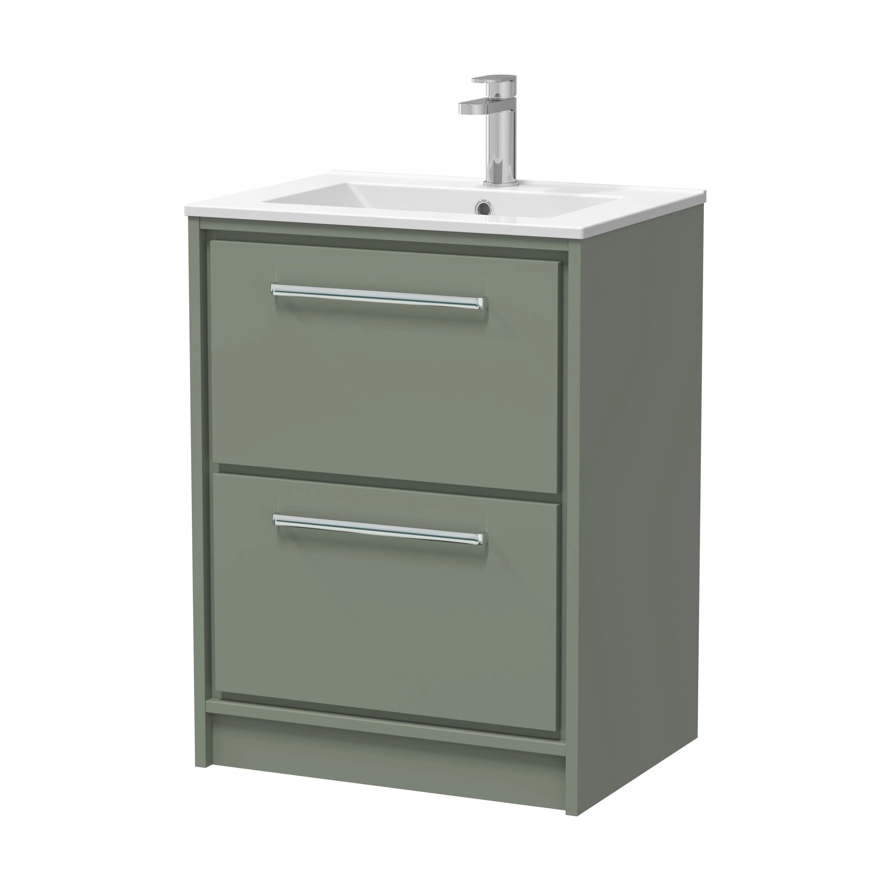 Contemporary Floor Standing 2 Drawer Vanity Unit - Choice of Colour, Basin Type and Size - Image 9