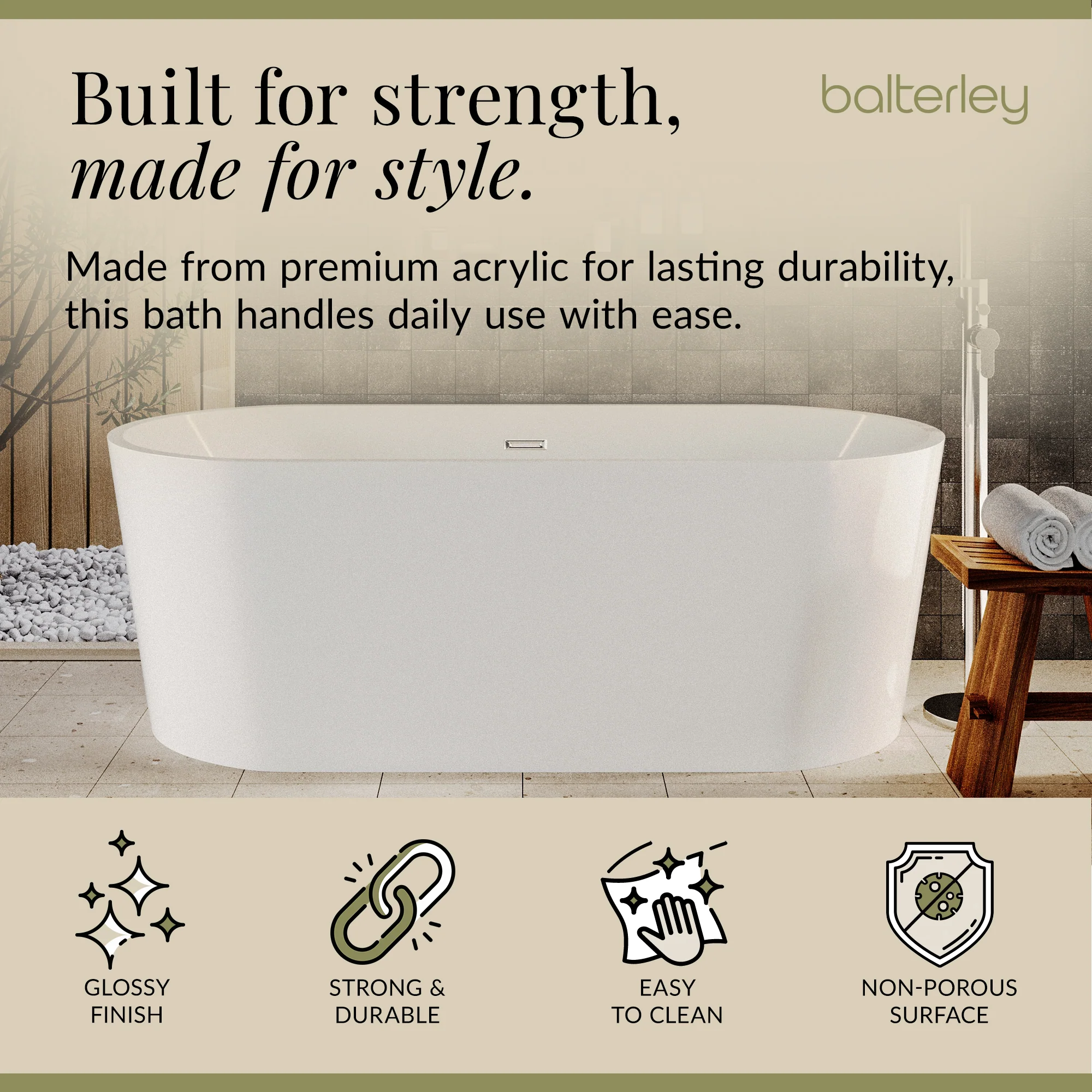 Freestanding Oval Bath by Balterley - Stunning Contemporary Bath available in a range of Sizes - Image 15