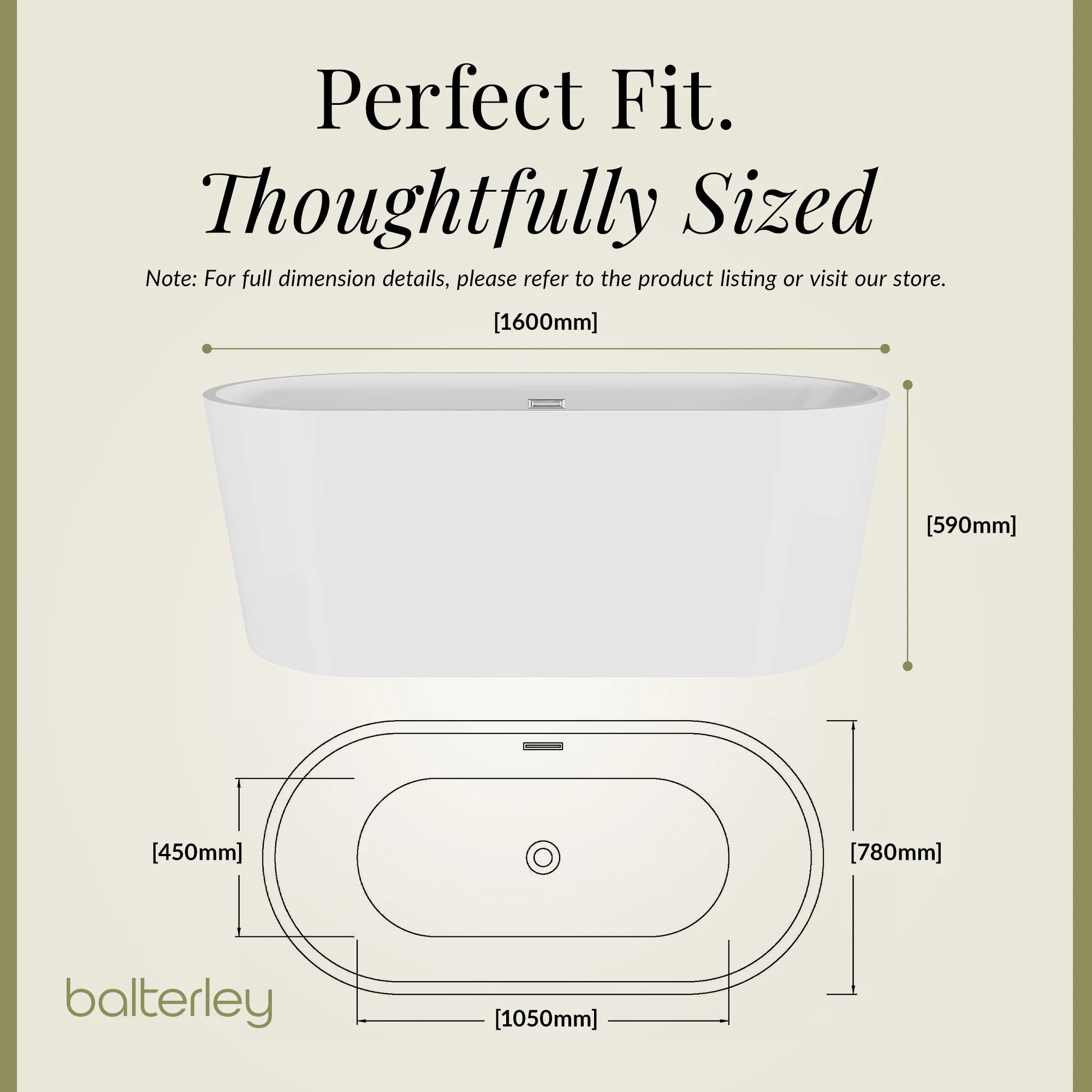 Freestanding Oval Bath by Balterley - Stunning Contemporary Bath available in a range of Sizes - Image 23