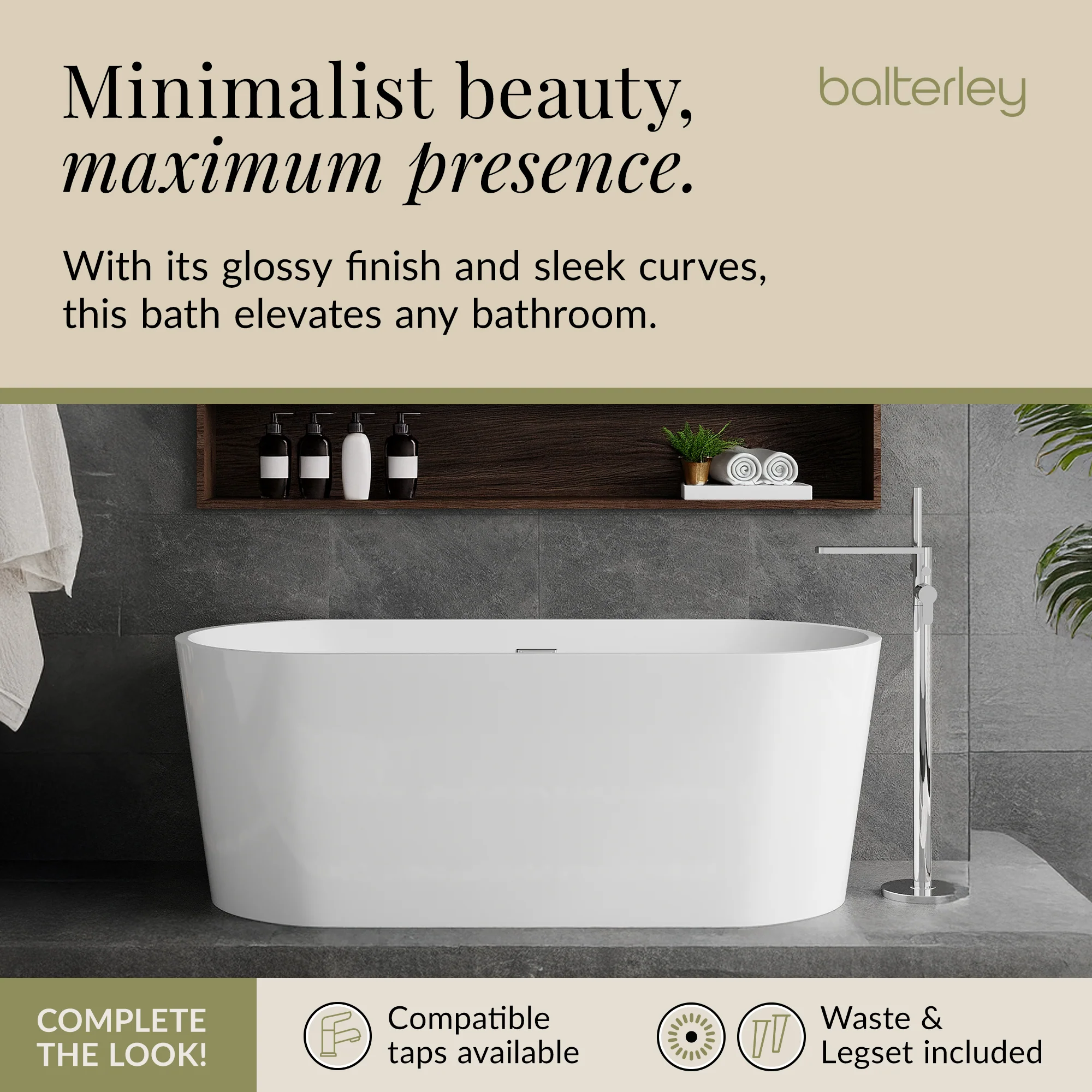 Freestanding Oval Bath by Balterley - Stunning Contemporary Bath available in a range of Sizes - Image 24