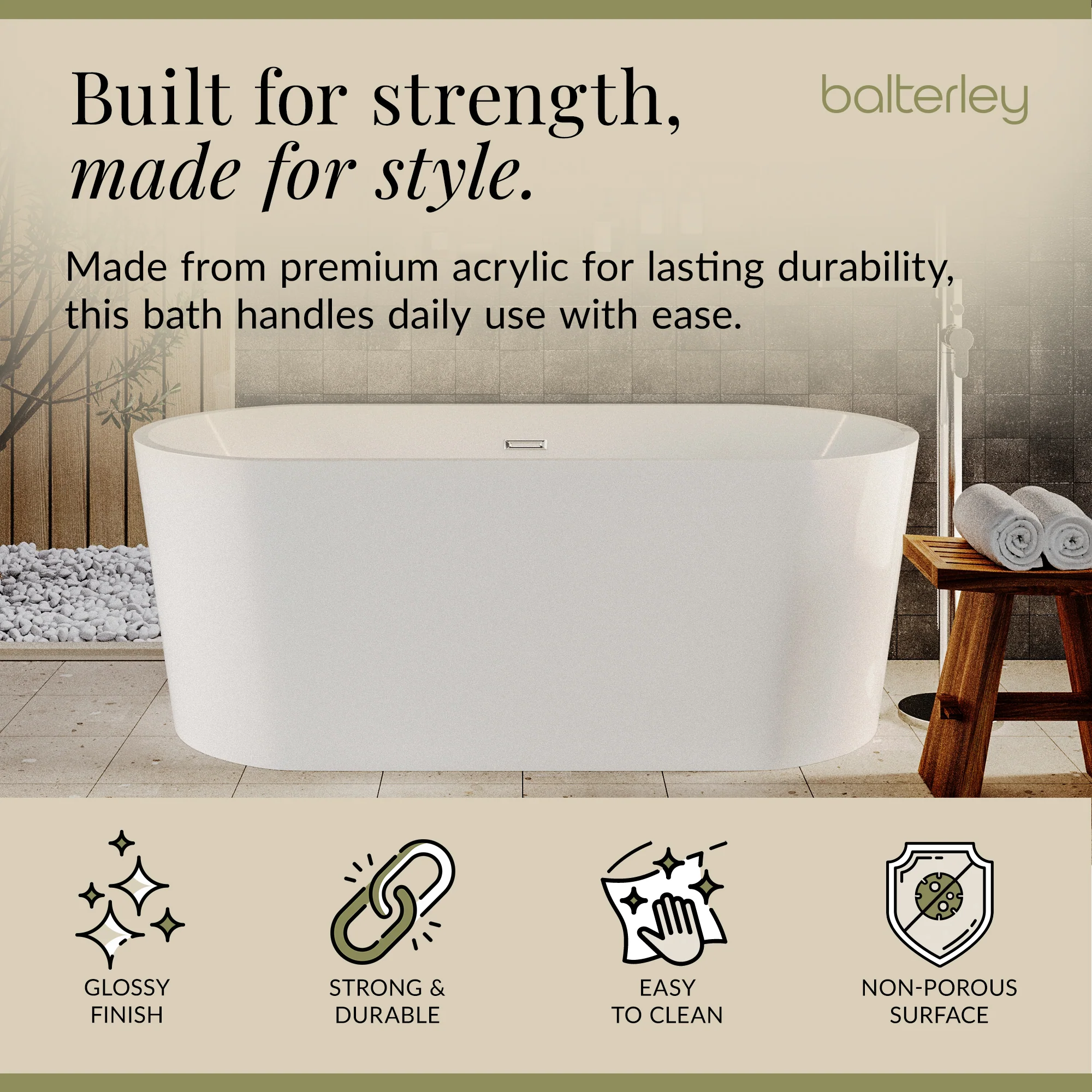 Freestanding Oval Bath by Balterley - Stunning Contemporary Bath available in a range of Sizes - Image 25