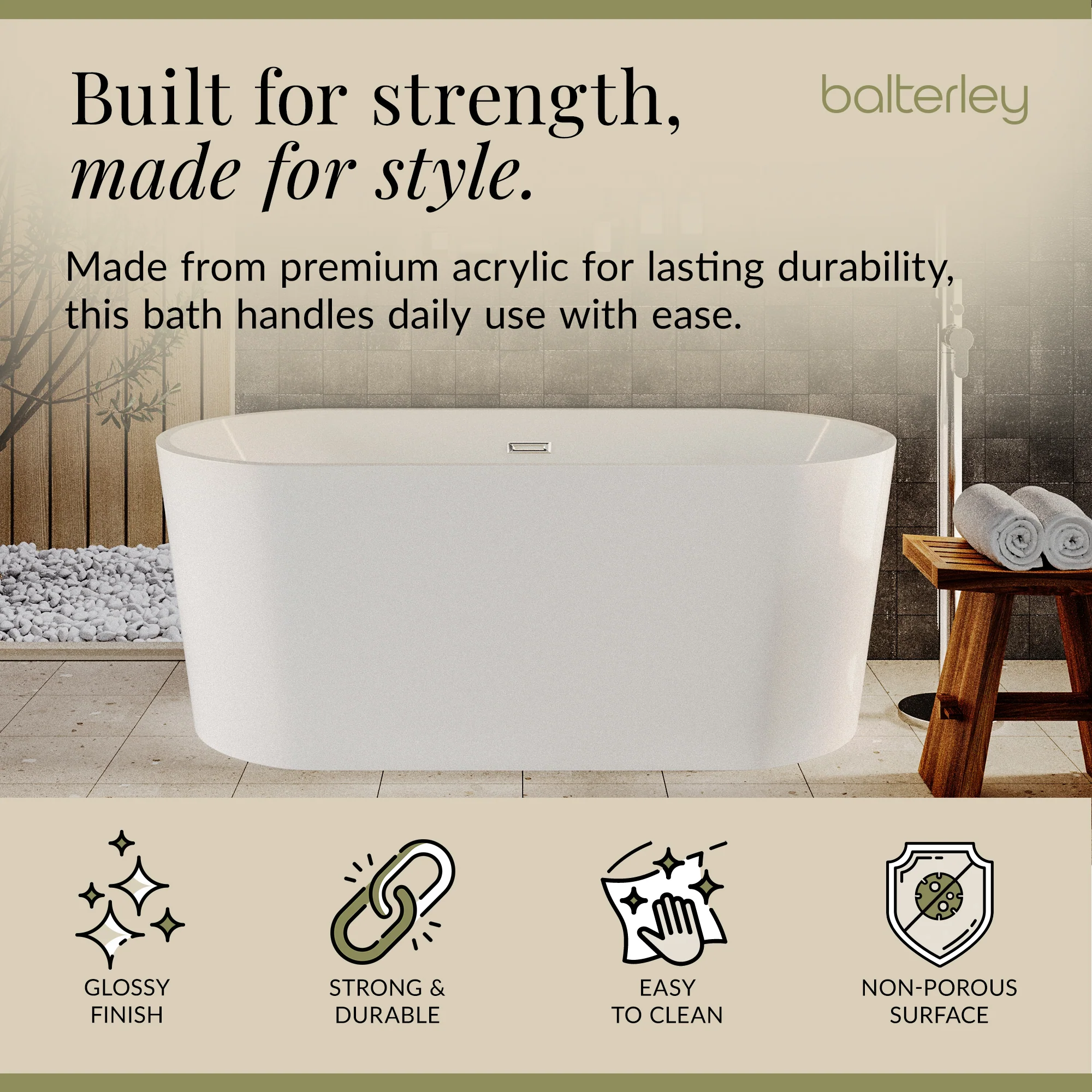 Freestanding Oval Bath by Balterley - Stunning Contemporary Bath available in a range of Sizes - Image 31