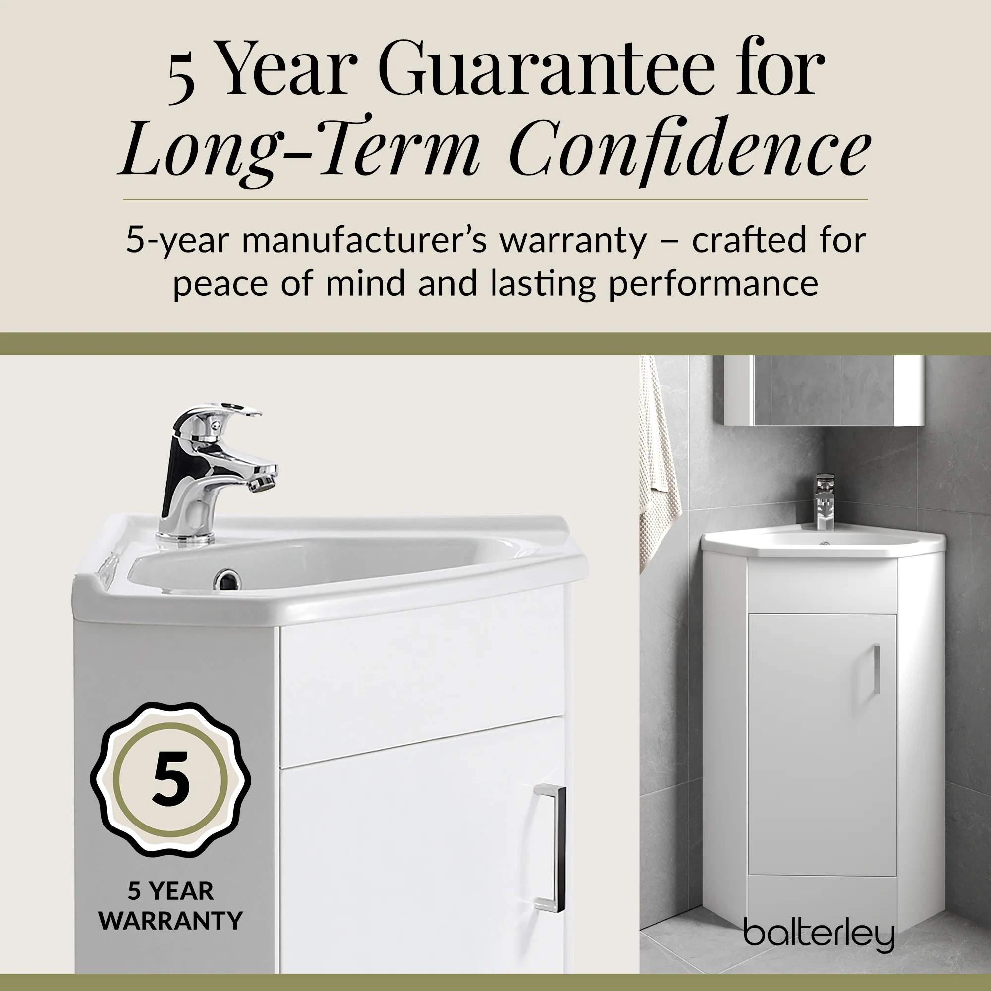 Gloss White Corner Bathroom Cloakroom Vanity Basin Unit - 1 or 2 Door Option - Image 10