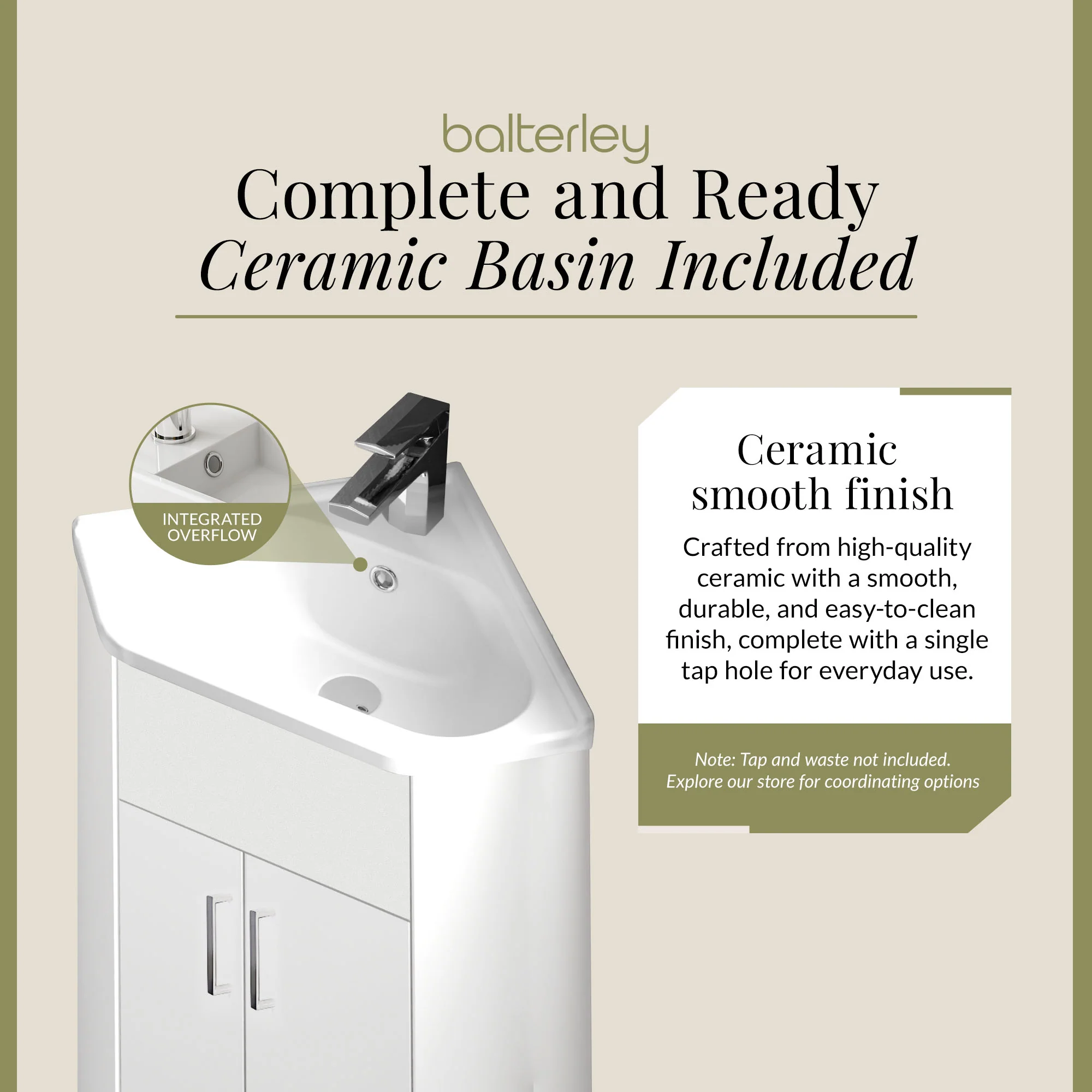 Gloss White Corner Bathroom Cloakroom Vanity Basin Unit - 1 or 2 Door Option - Image 13