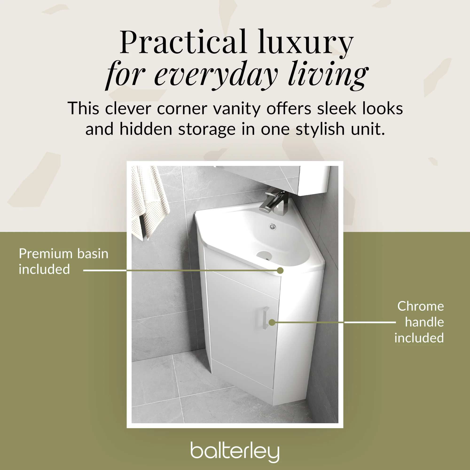 Gloss White Corner Bathroom Cloakroom Vanity Basin Unit - 1 or 2 Door Option - Image 14
