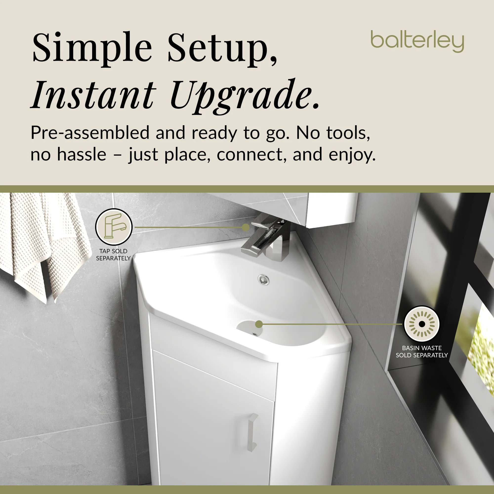 Gloss White Corner Bathroom Cloakroom Vanity Basin Unit - 1 or 2 Door Option - Image 15