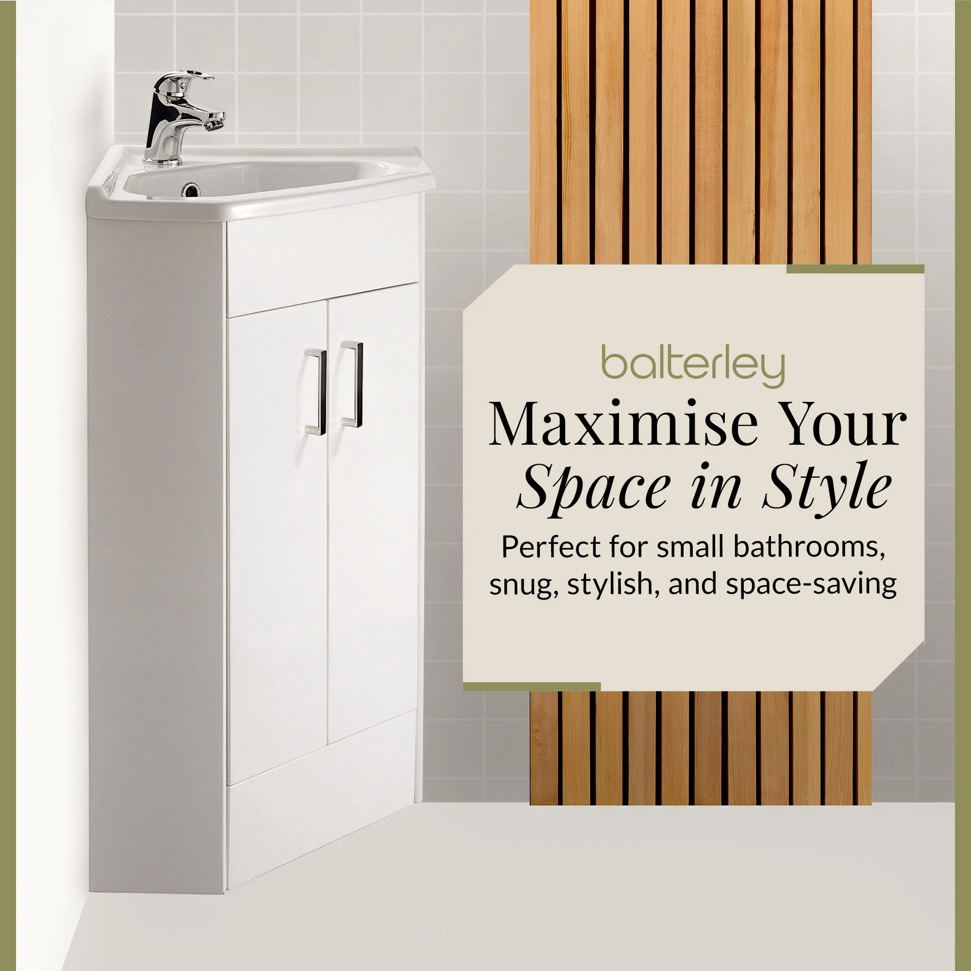 Gloss White Corner Bathroom Cloakroom Vanity Basin Unit - 1 or 2 Door Option - Image 5