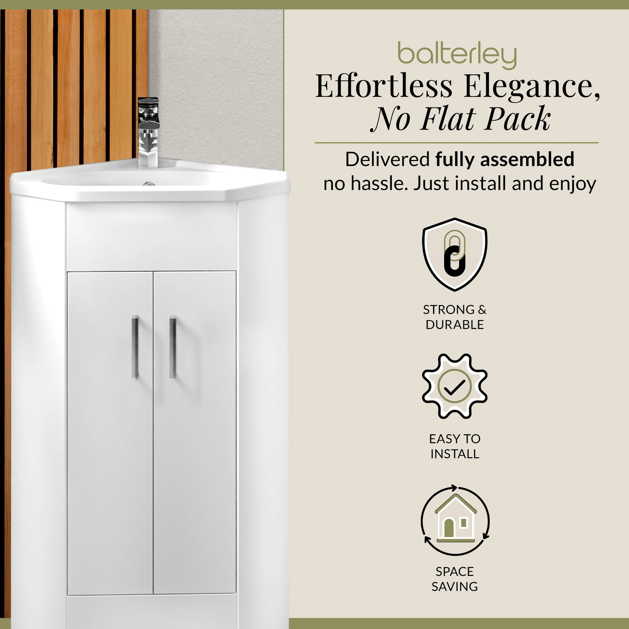 Gloss White Corner Bathroom Cloakroom Vanity Basin Unit - 1 or 2 Door Option - Image 8