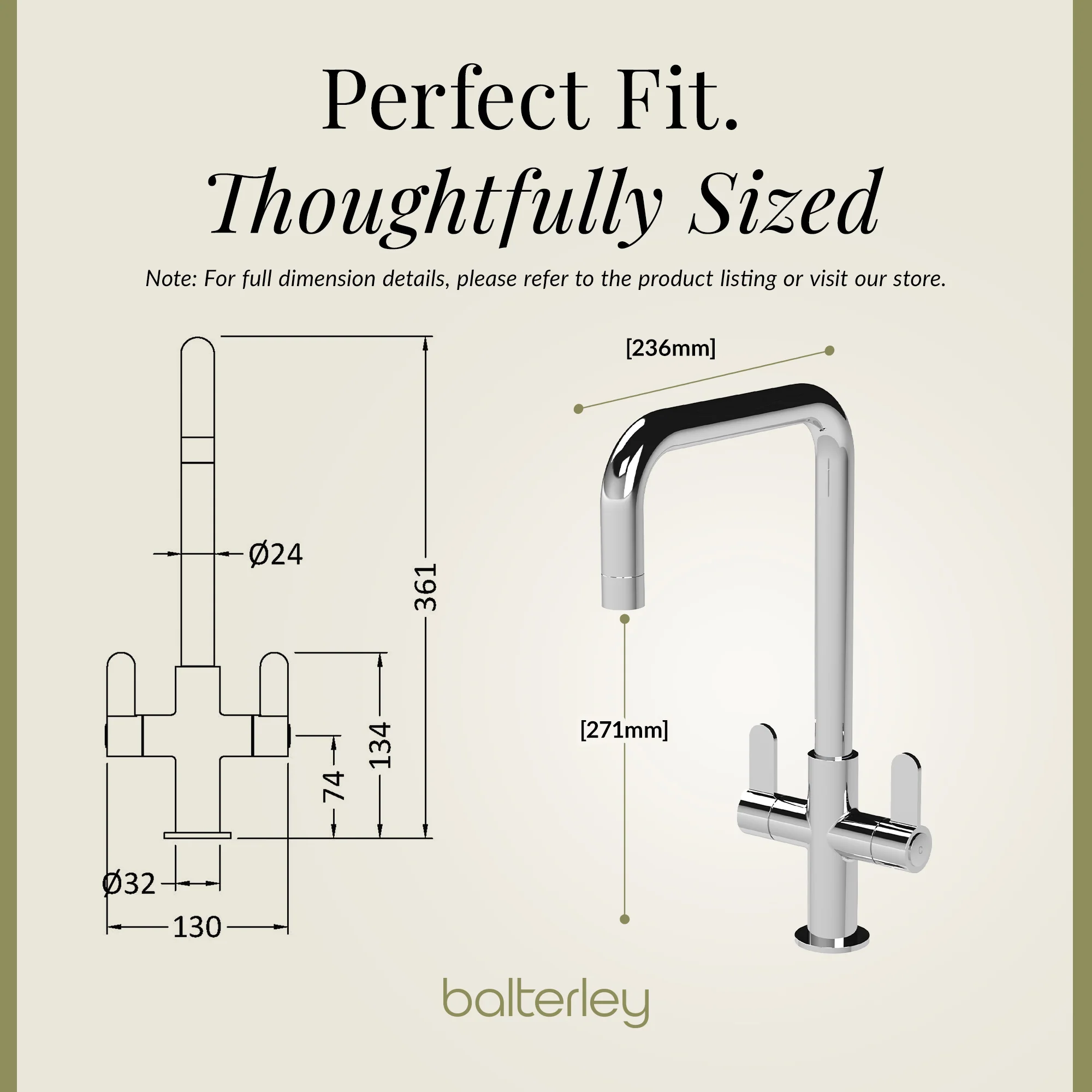 Kuma Kitchen Mono Mixer Tap - Multiple Handles and Finishes Available - Image 63