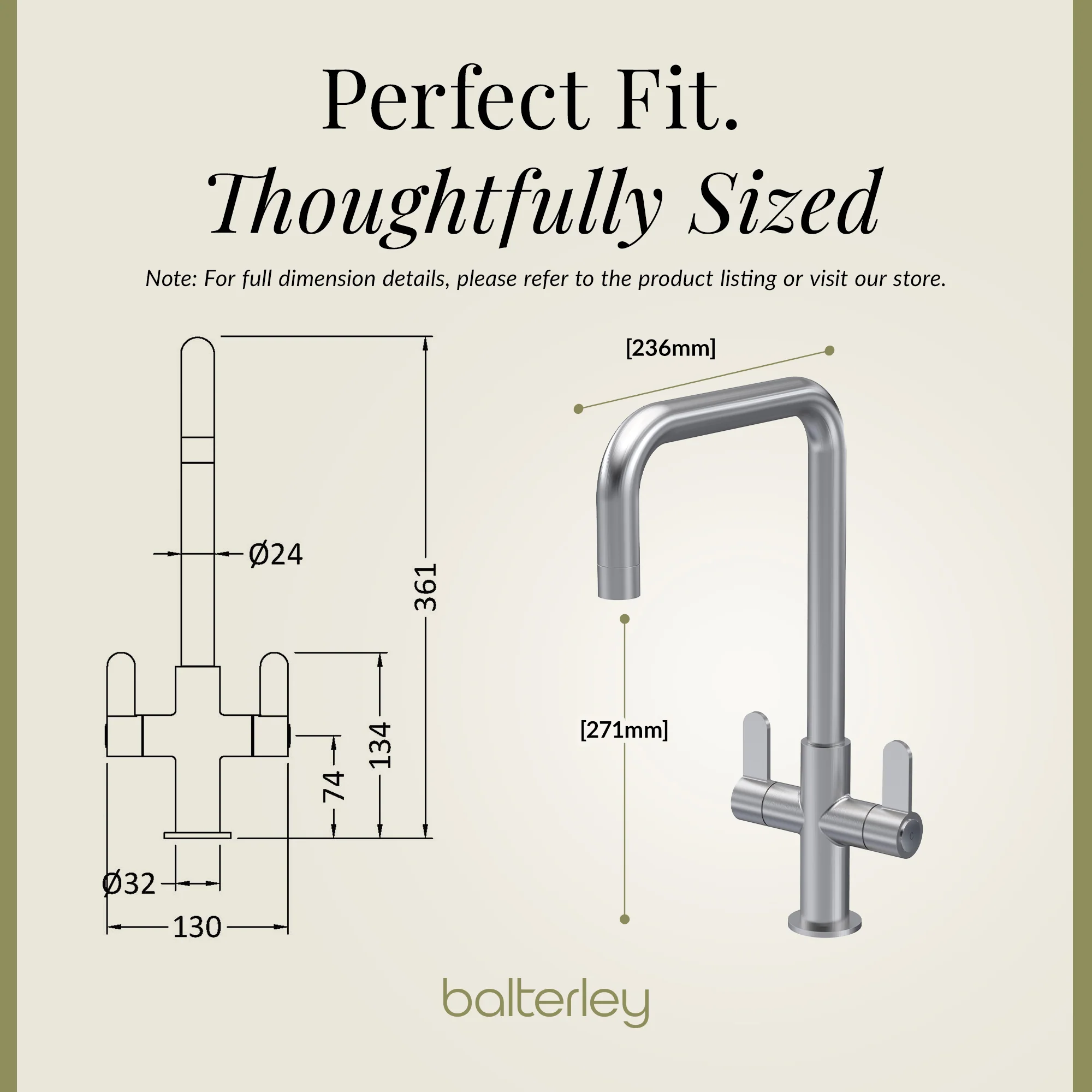Kuma Kitchen Mono Mixer Tap - Multiple Handles and Finishes Available - Image 75