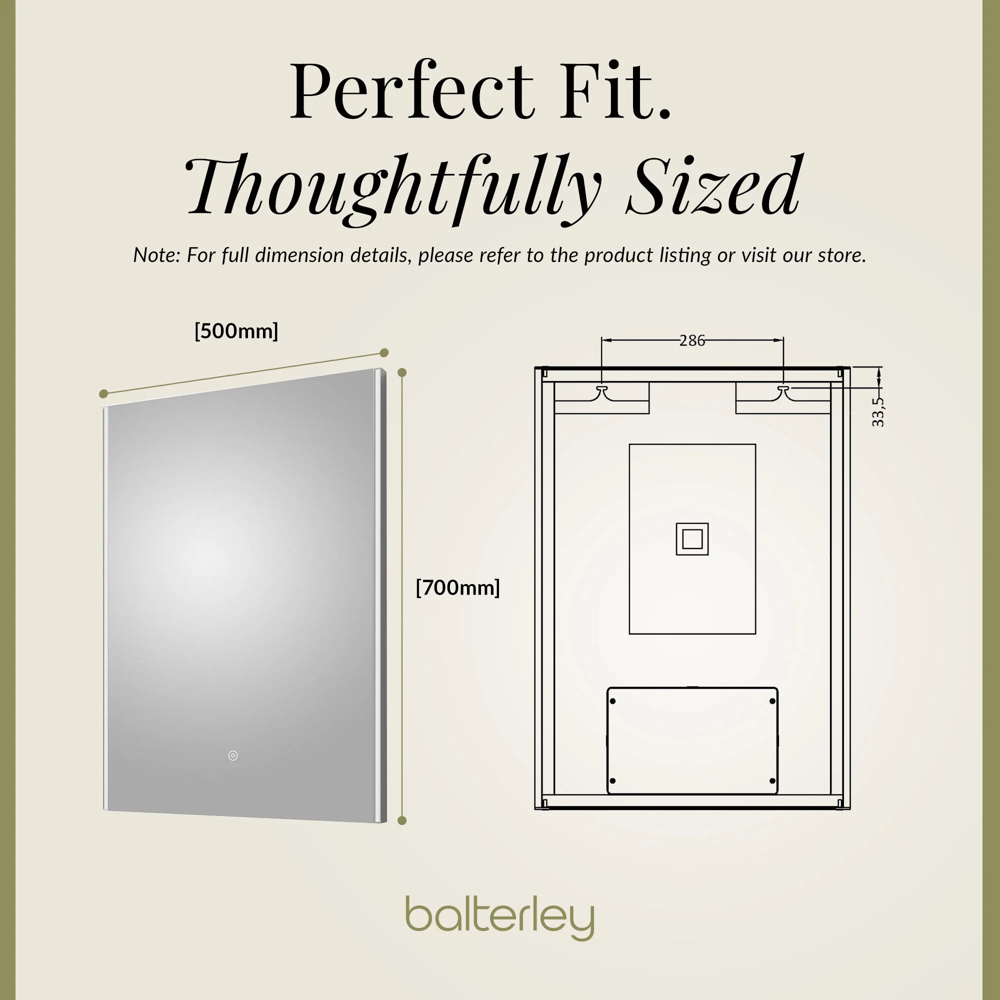 Minimalist Rectangular LED Illuminated Touch Sensor Mirror with Demister, 700mm x 500mm - Image 4