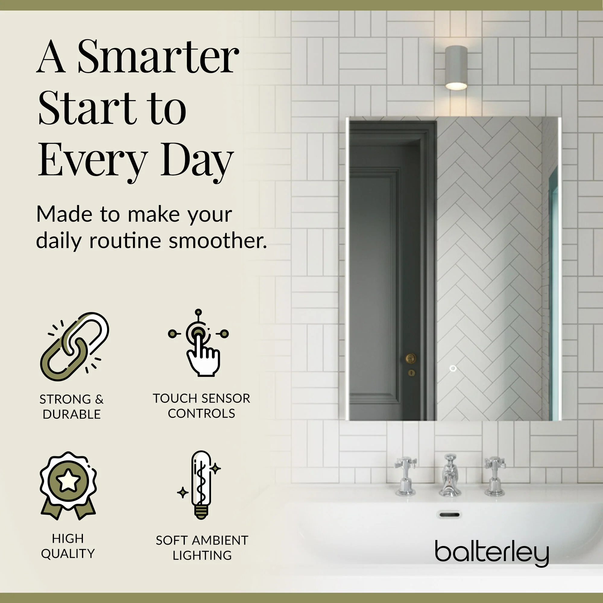 Minimalist Rectangular LED Illuminated Touch Sensor Mirror with Demister, 700mm x 500mm - Image 5