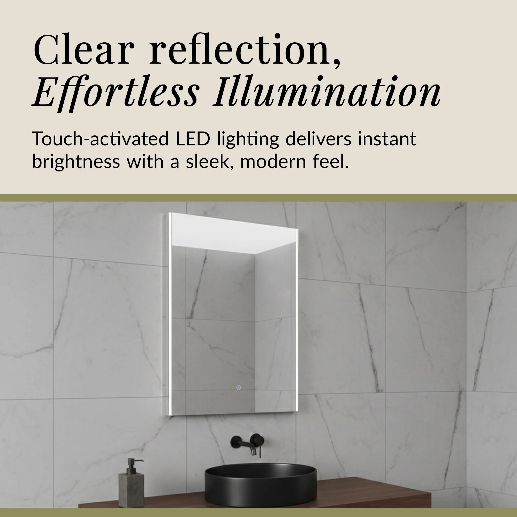 Minimalist Rectangular LED Illuminated Touch Sensor Mirror with Demister, 700mm x 500mm - Image 6