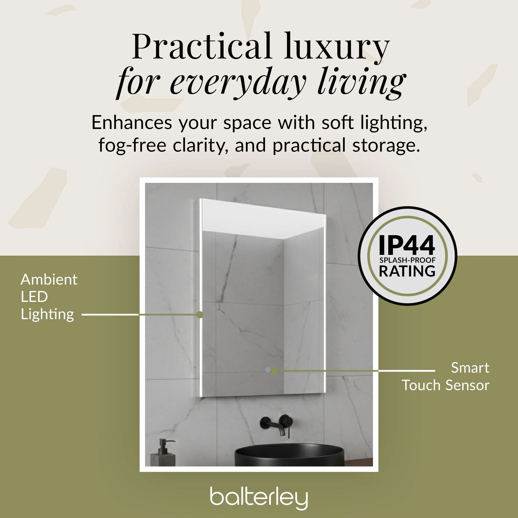Minimalist Rectangular LED Illuminated Touch Sensor Mirror with Demister, 700mm x 500mm - Image 9
