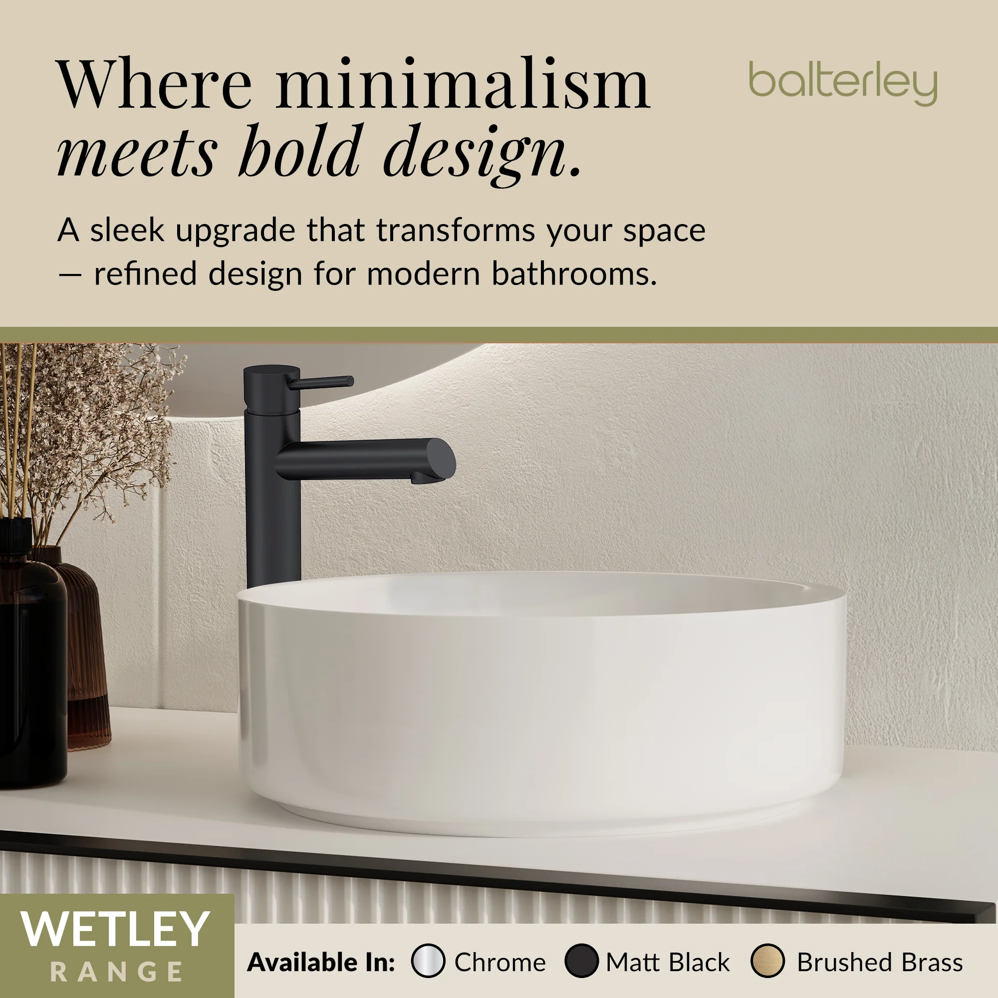 Wetley Minimalist Round Tall Mono Basin Mixer Tap - Choice of Finish - Image 33