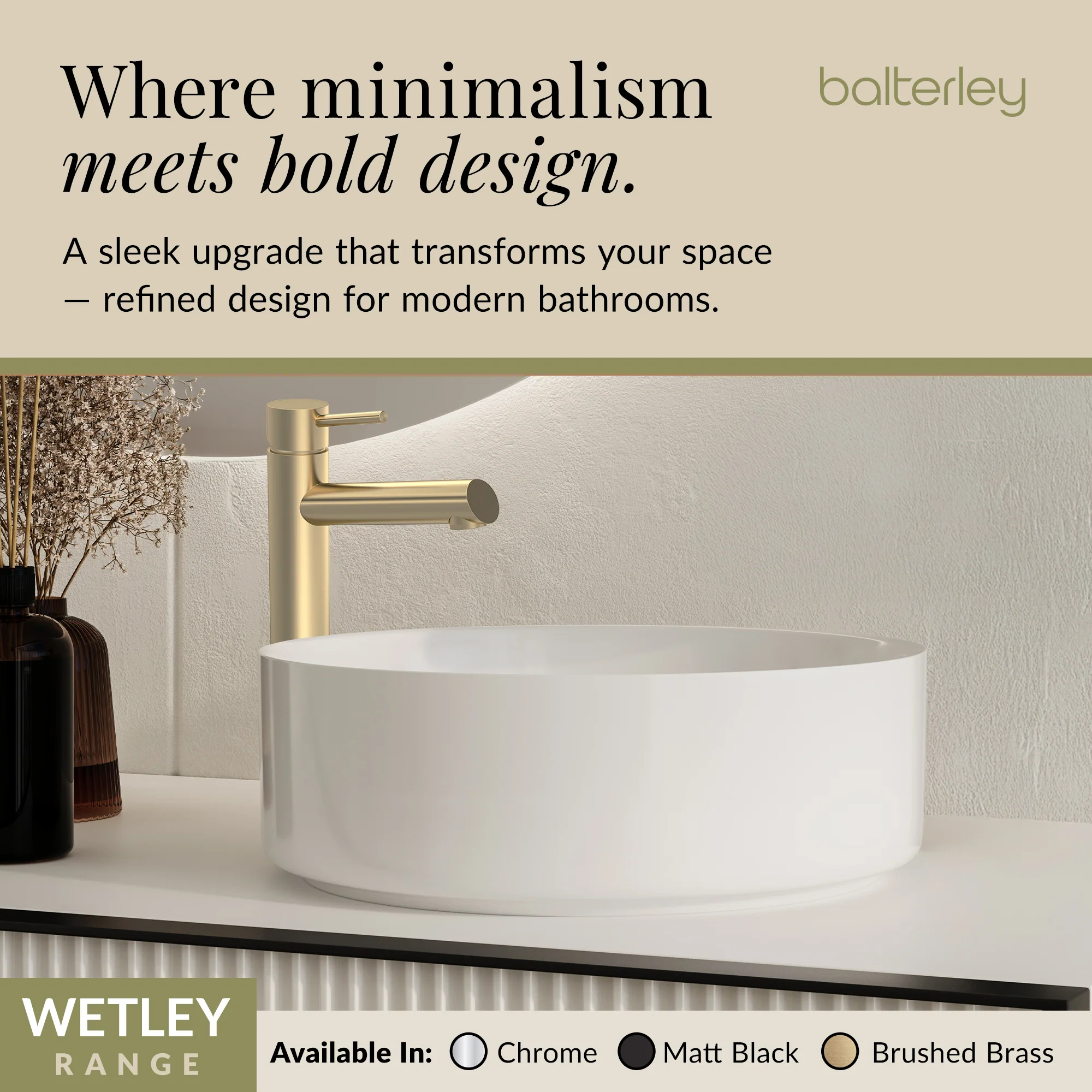 Wetley Minimalist Round Tall Mono Basin Mixer Tap - Choice of Finish - Image 34