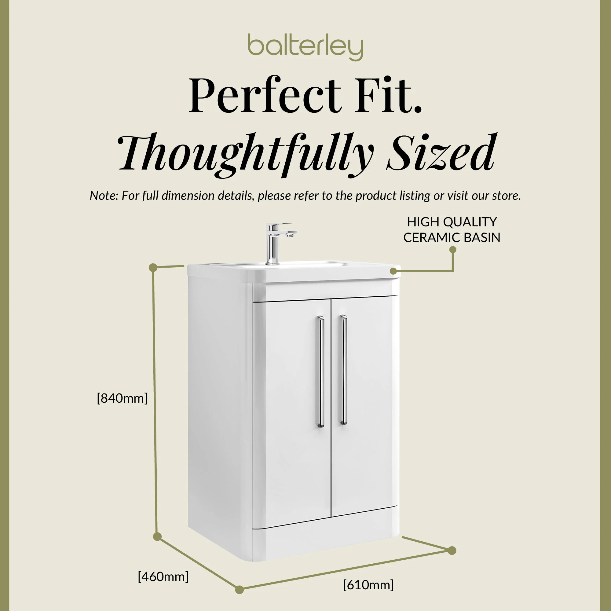 Aldershawe Modern Bathroom Floor Standing 2 Soft Close Door Vanity Basin Unit - Choice of Basin, Colour and Size - Image 13