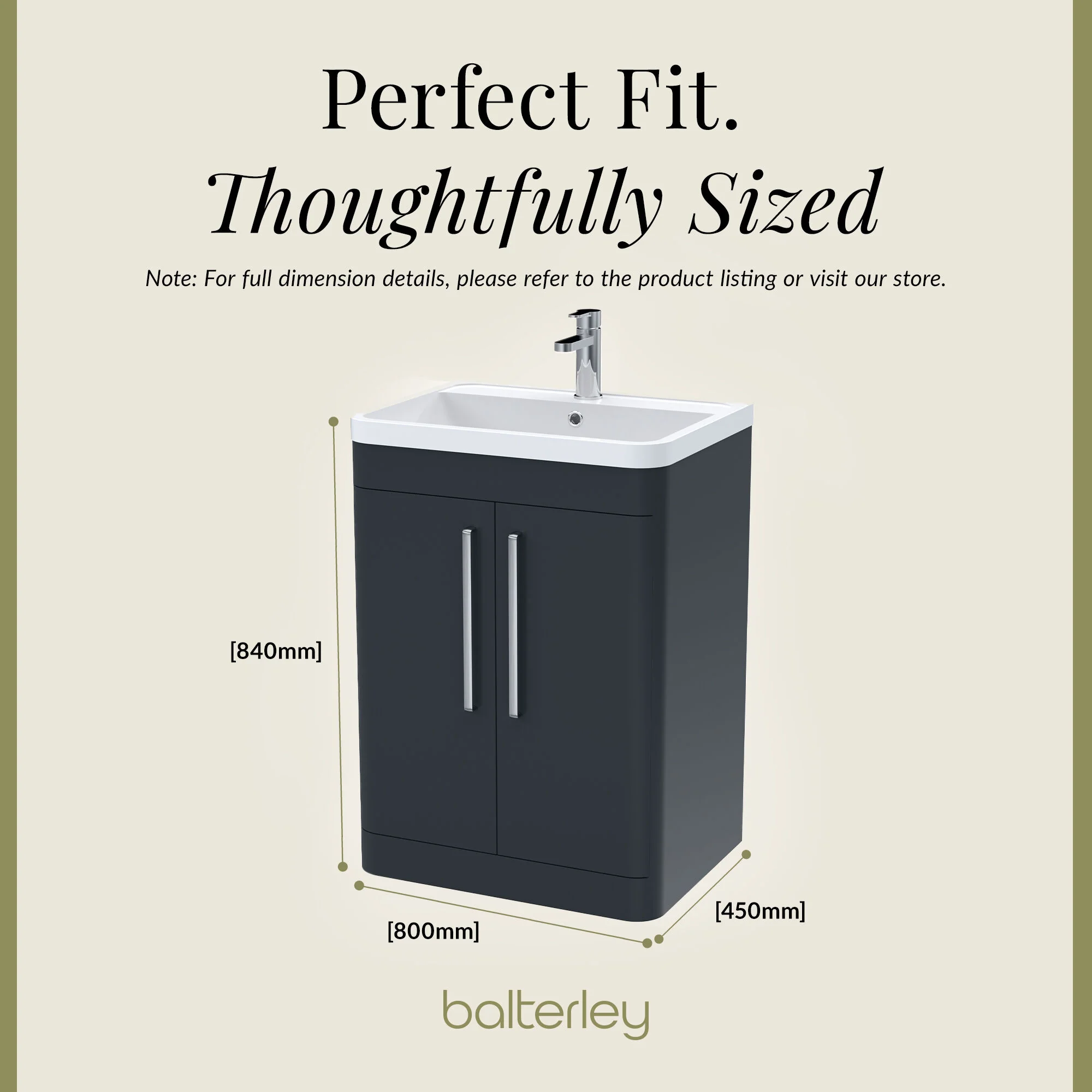 Aldershawe Modern Bathroom Floor Standing 2 Soft Close Door Vanity Basin Unit - Choice of Basin, Colour and Size - Image 20