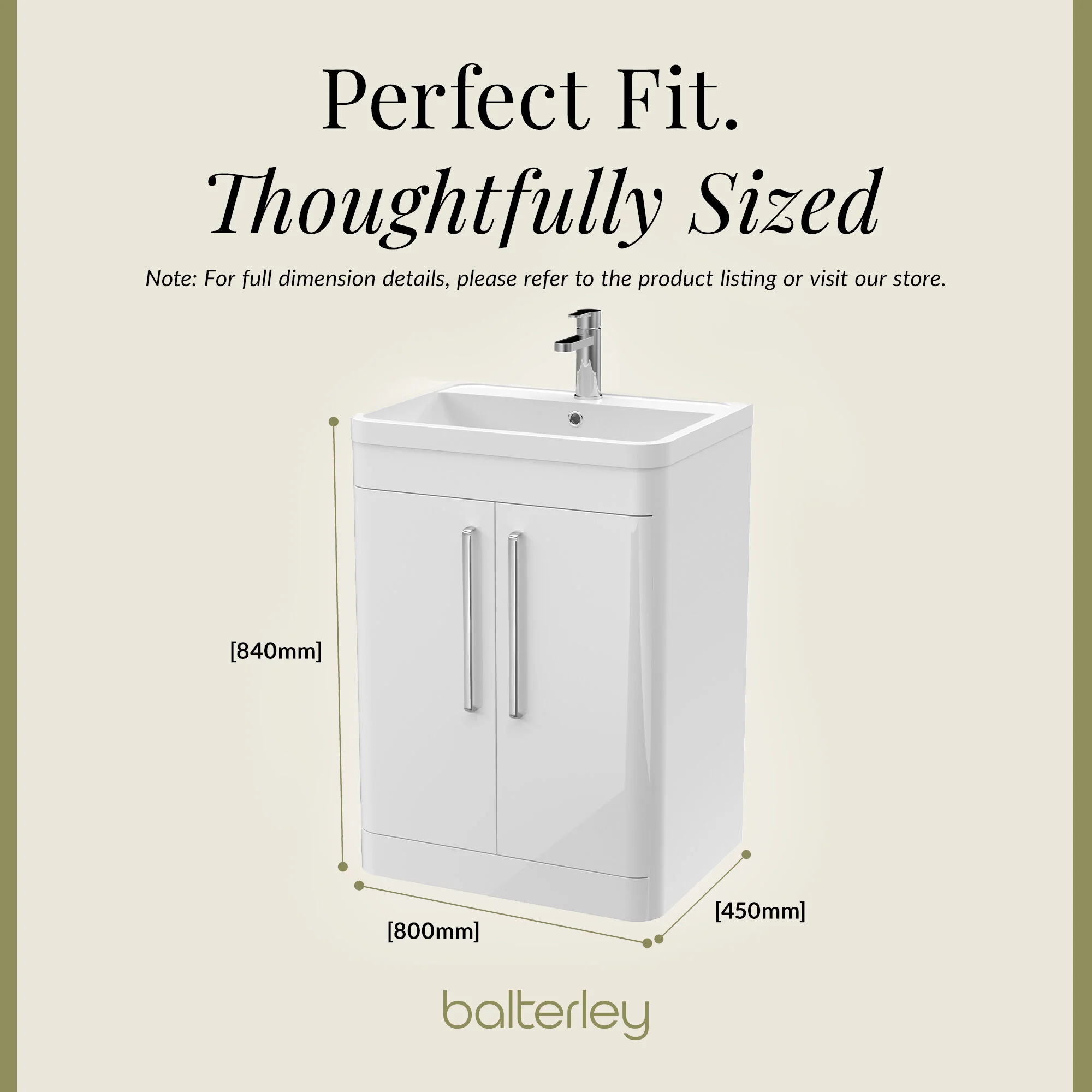 Aldershawe Modern Bathroom Floor Standing 2 Soft Close Door Vanity Basin Unit - Choice of Basin, Colour and Size - Image 5