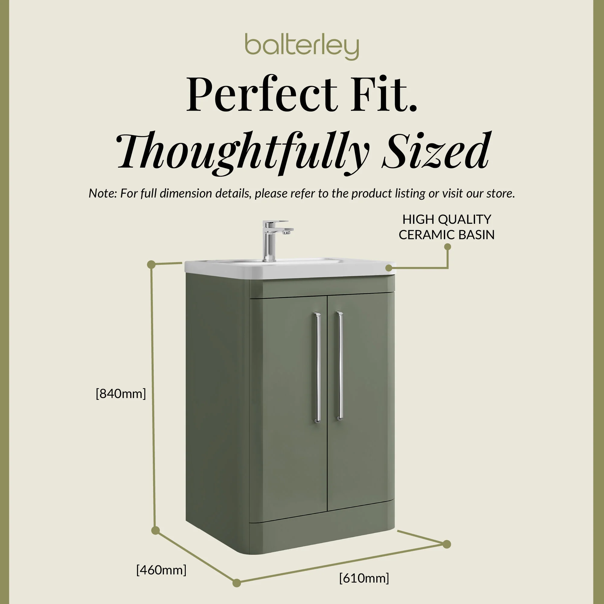 Aldershawe Modern Bathroom Floor Standing 2 Soft Close Door Vanity Basin Unit - Choice of Basin, Colour and Size - Image 56