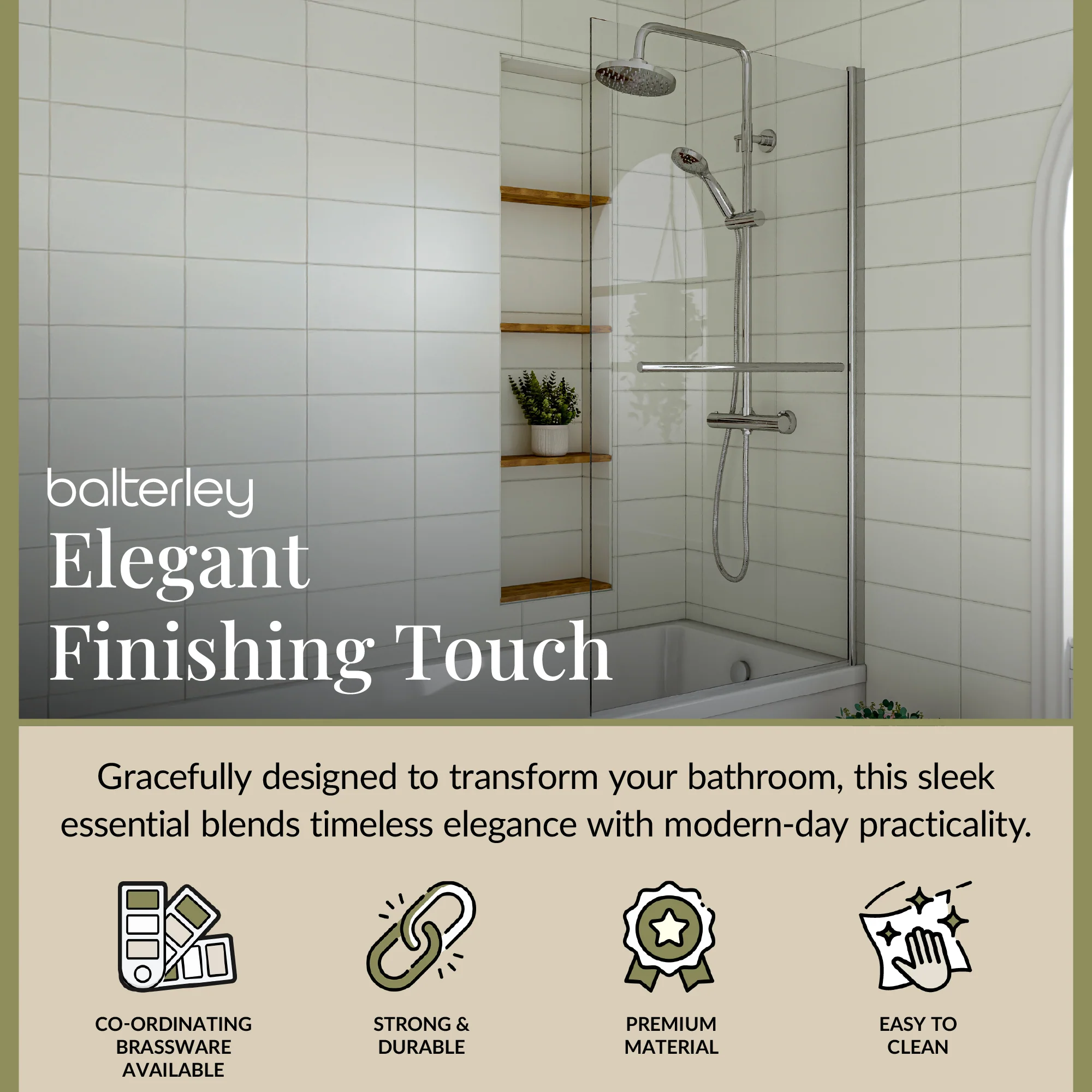 Modern Square Bath Shower Screen - Choice of Style and Finish - Image 30