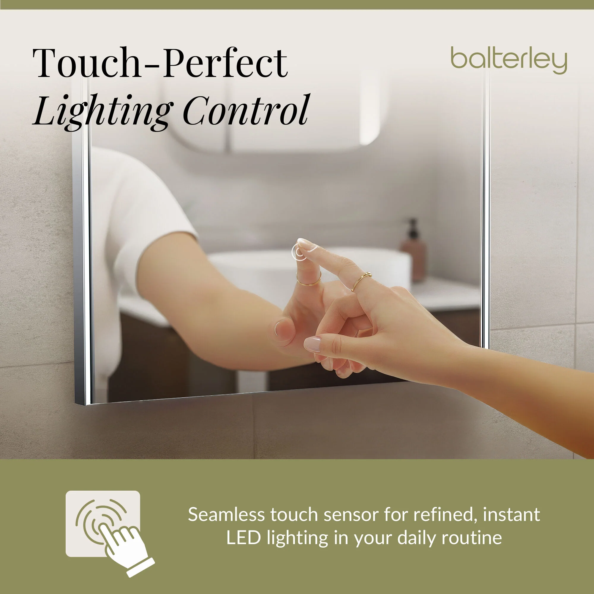 Rectangular LED Ambient Illuminated Touch Sensor Mirror with Demister, 800mm x 600mm - Image 7