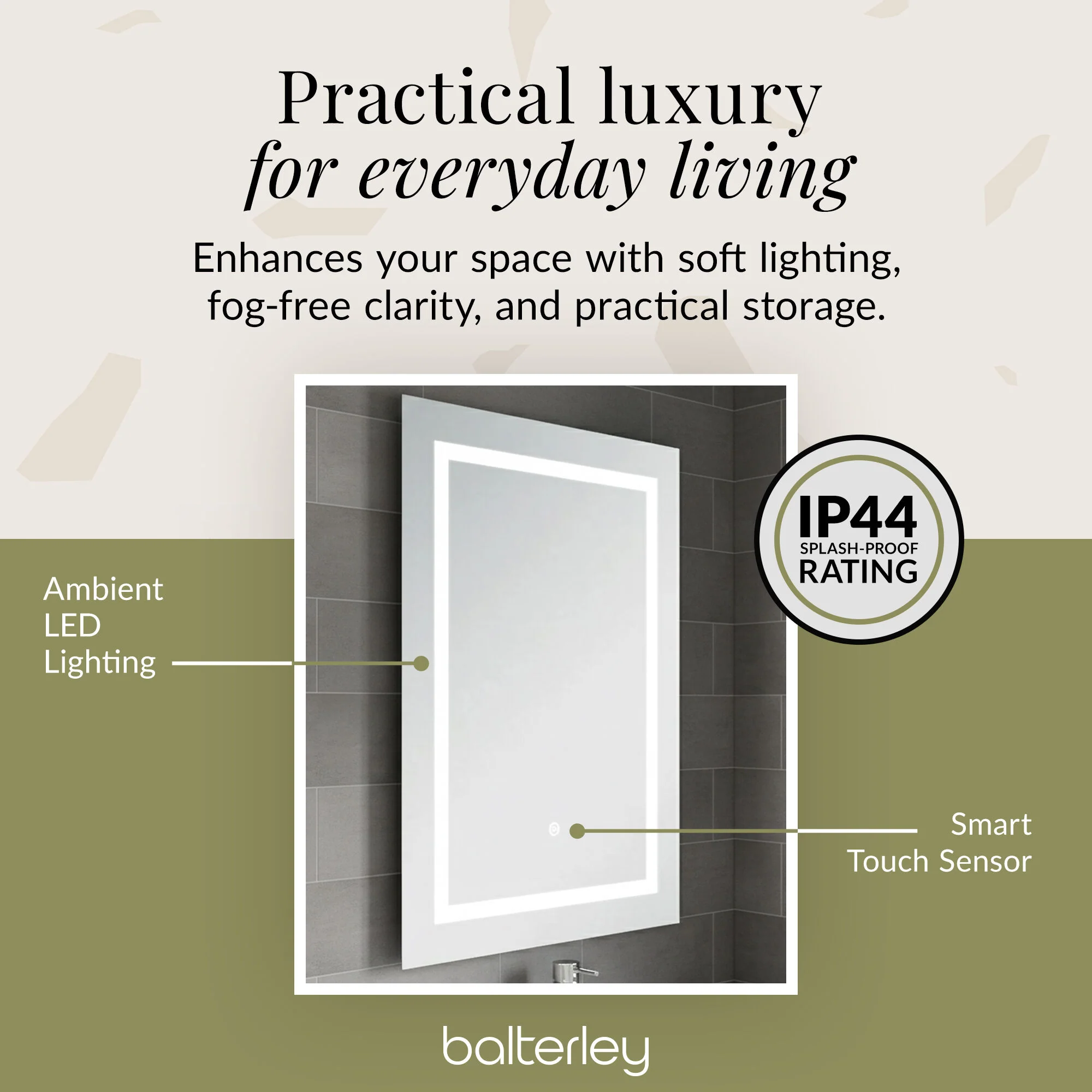 Rectangular LED Framed Illuminated Touch Sensor Mirror with Demister, 700mm x 500mm - Image 8