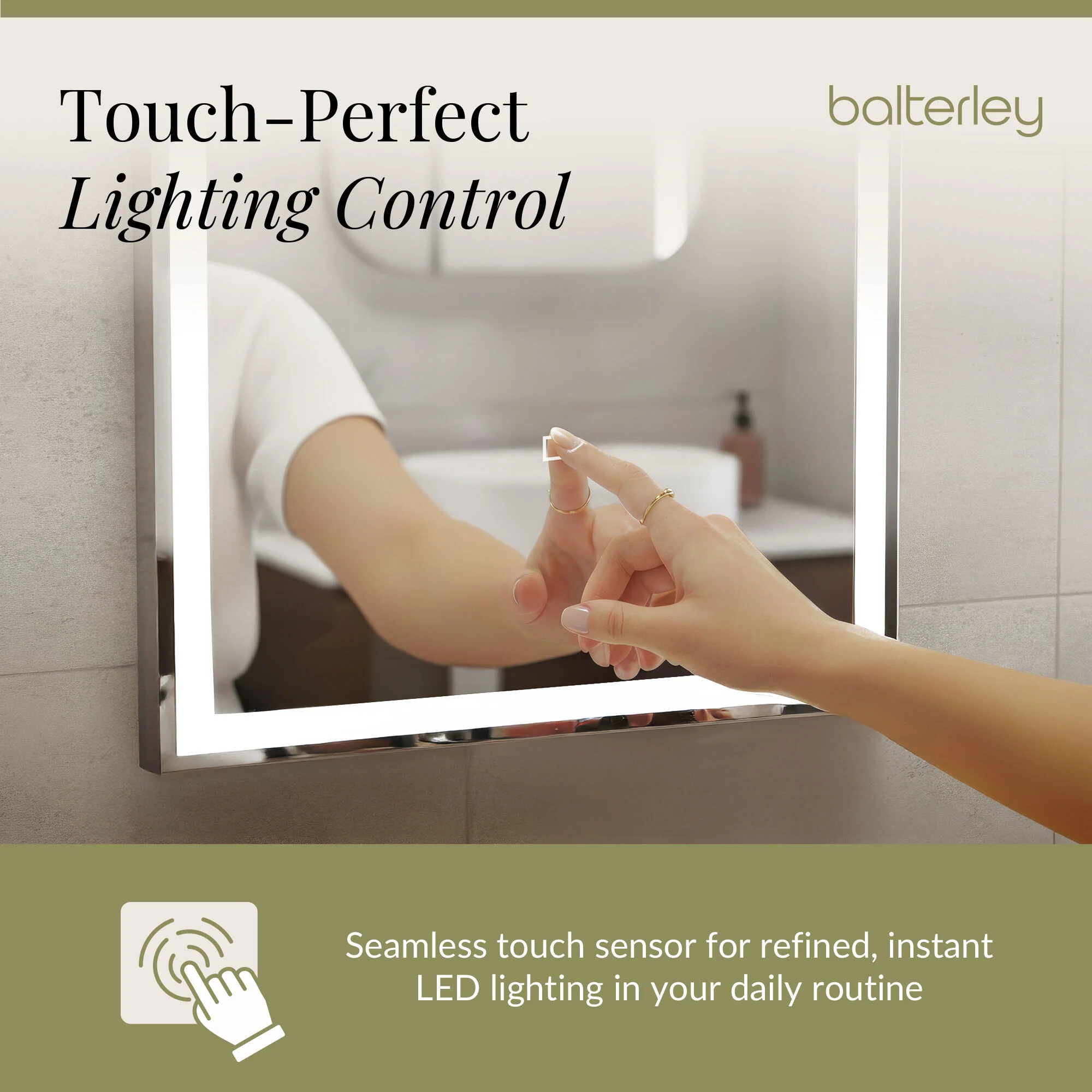 Rectangular LED Illuminated Framed Touch Sensor Mirror with Demister, 700mm x 500mm - Image 9