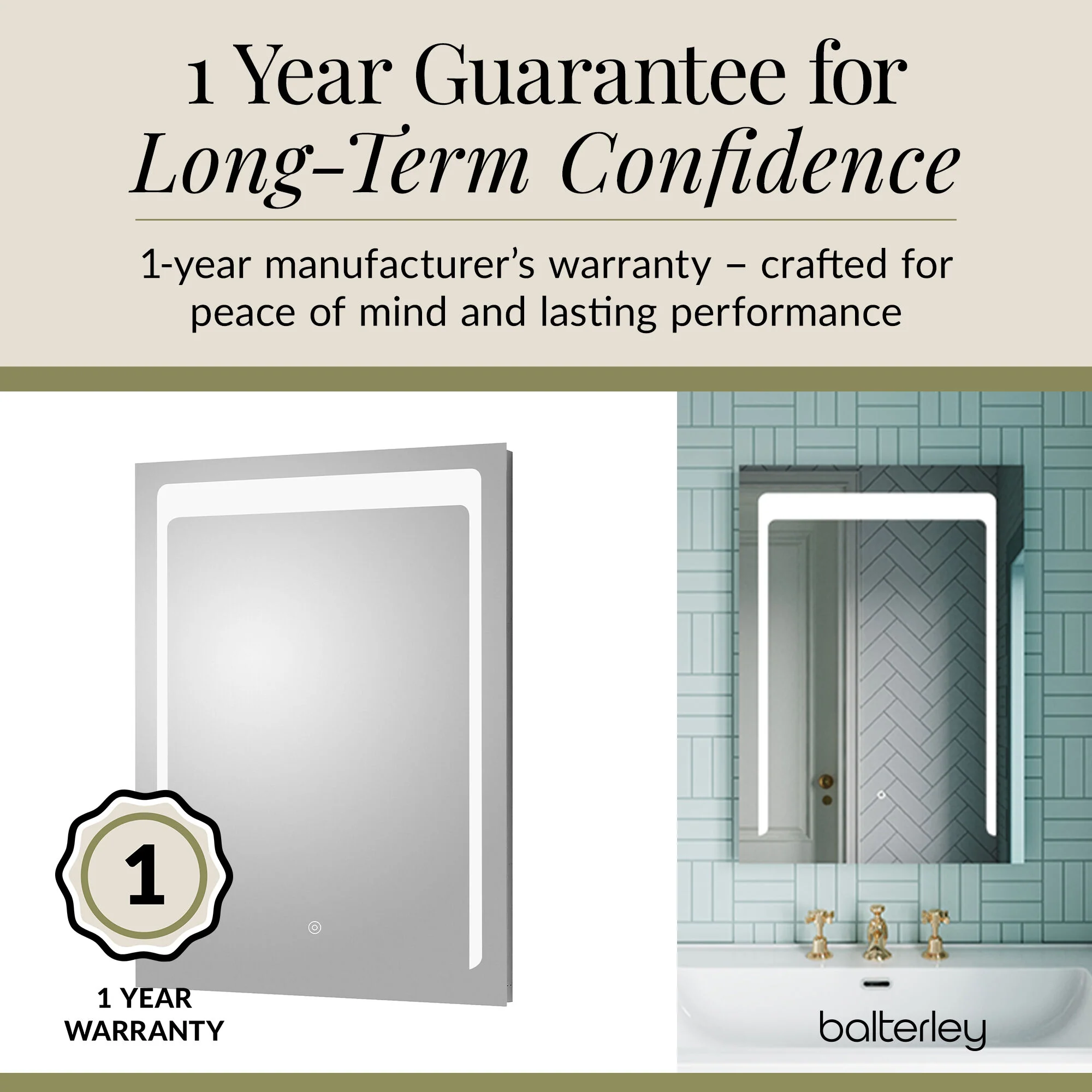 Rectangular LED Illuminated Touch Sensor Mirror with Demister, 700mm x 500mm - Image 6