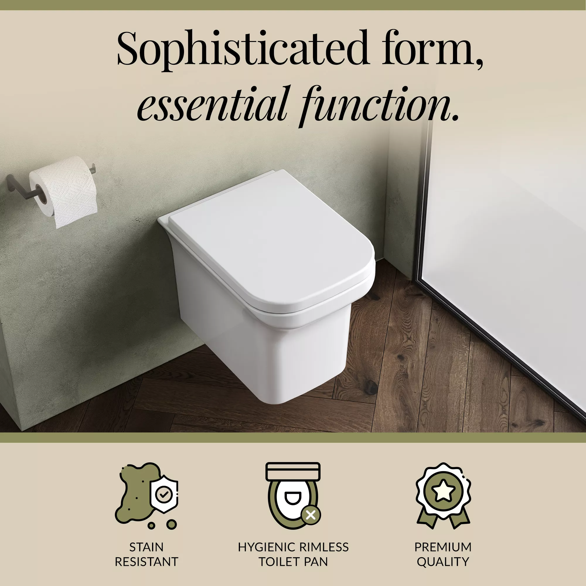 Hilderstone Modern Wall Hung Toilet Pan with Soft Close Seat - Image 6