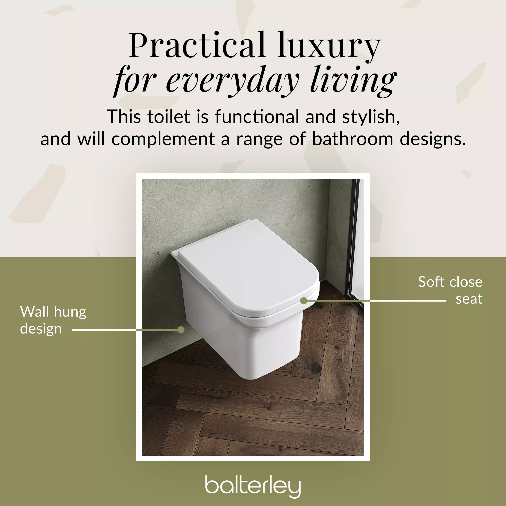 Hilderstone Modern Wall Hung Toilet Pan with Soft Close Seat - Image 7