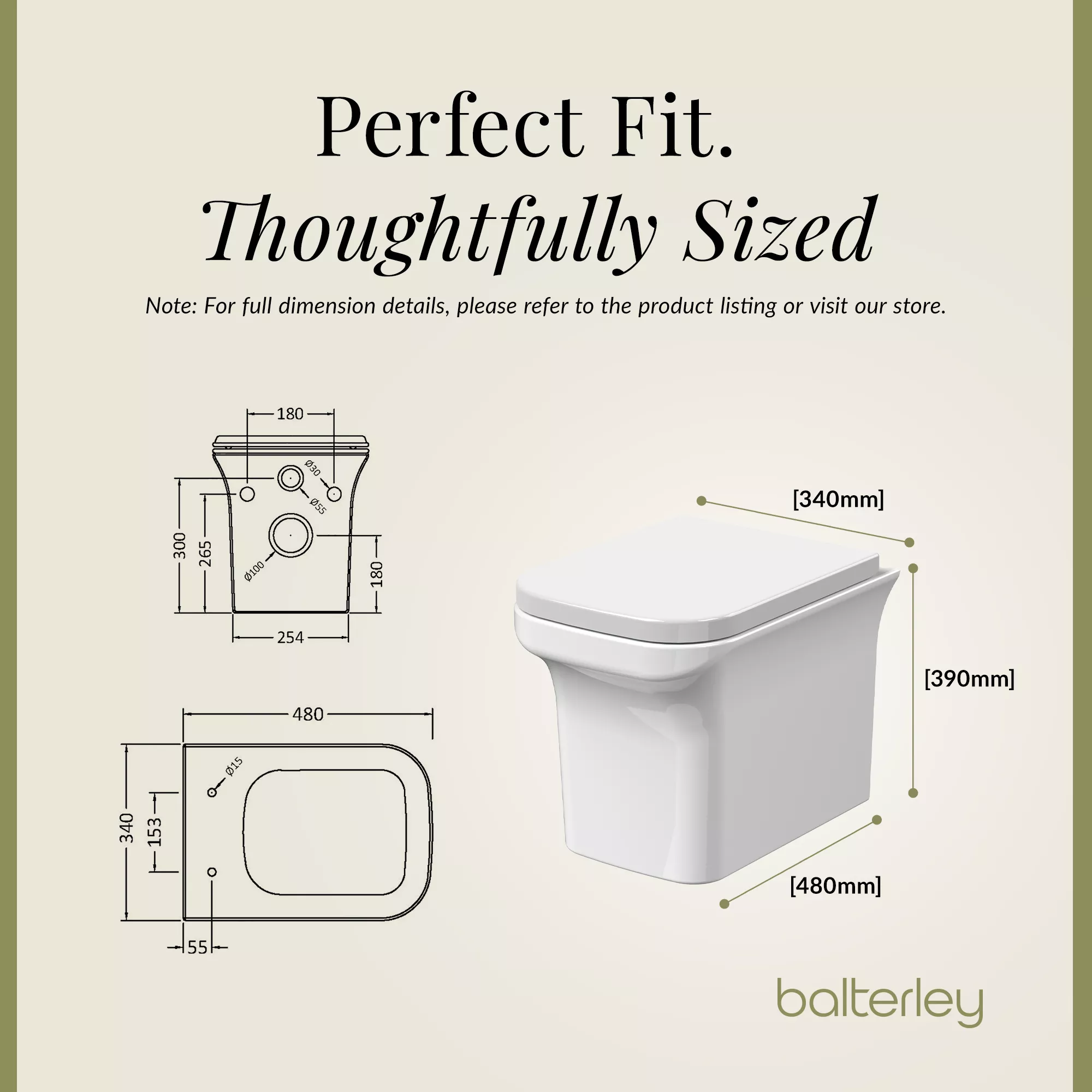 Hilderstone Modern Wall Hung Toilet Pan with Soft Close Seat - Image 8