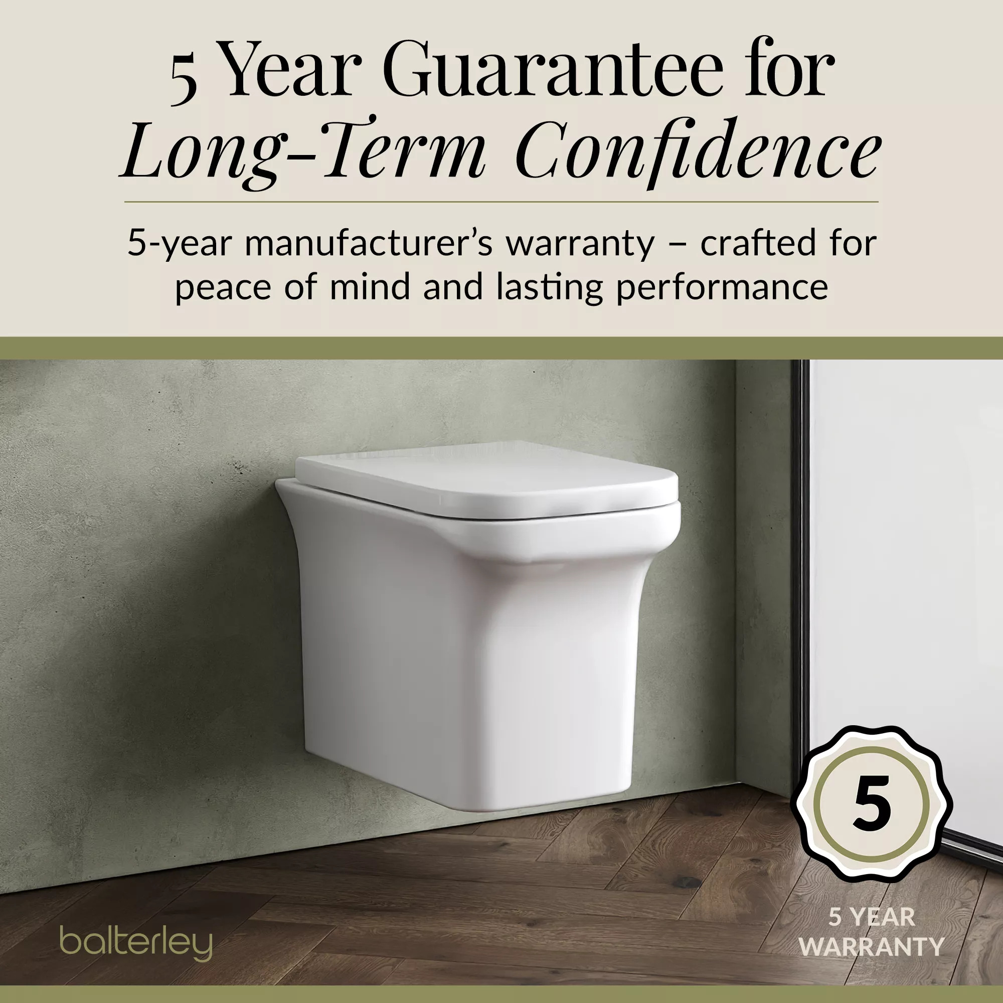 Hilderstone Modern Wall Hung Toilet Pan with Soft Close Seat - Image 9