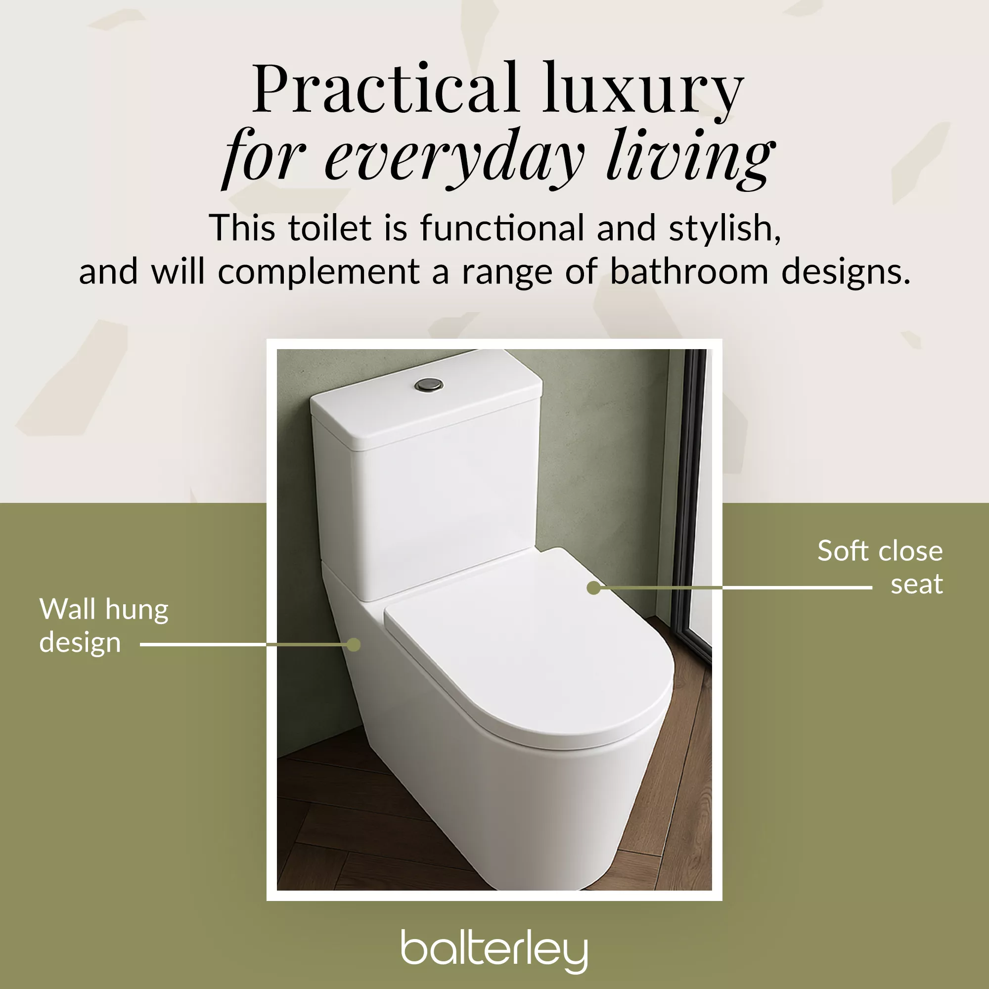Hilderstone Modern Close-Coupled Rimless Toilet with Soft Close Seat - Image 4