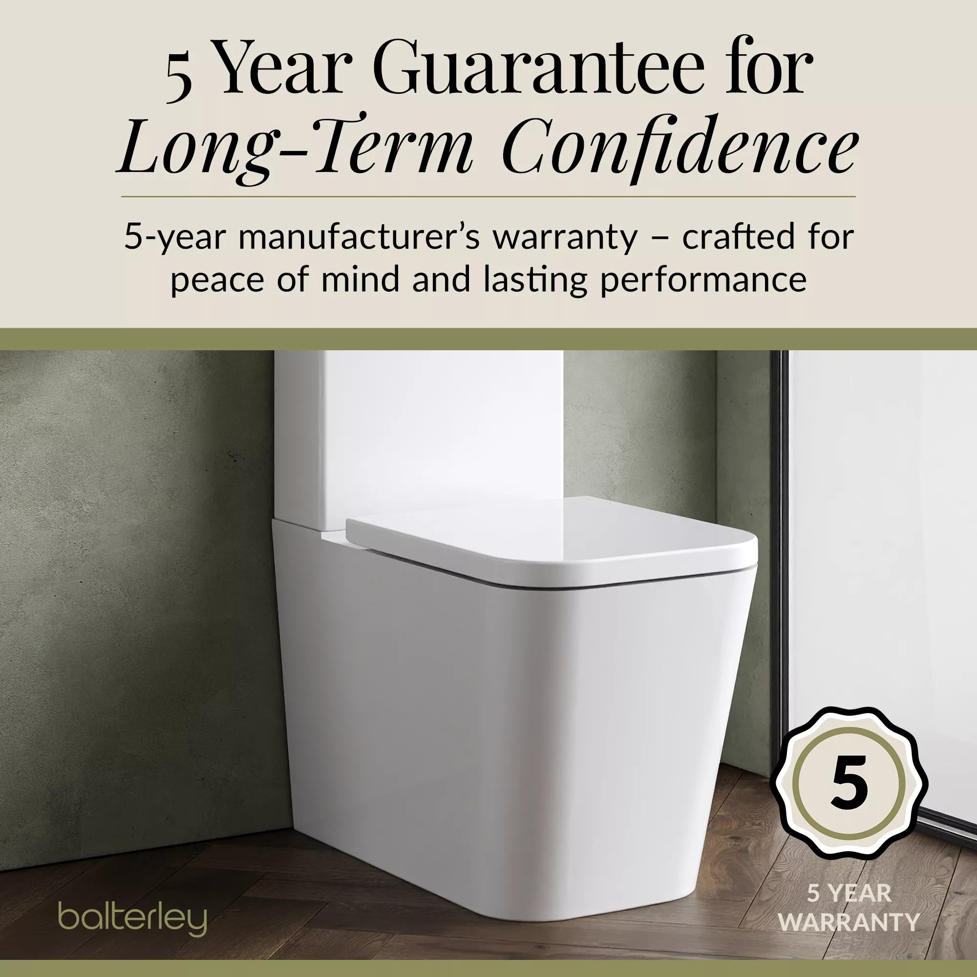 Hilderstone Modern Close-Coupled Rimless Toilet with Soft Close Seat - Image 6