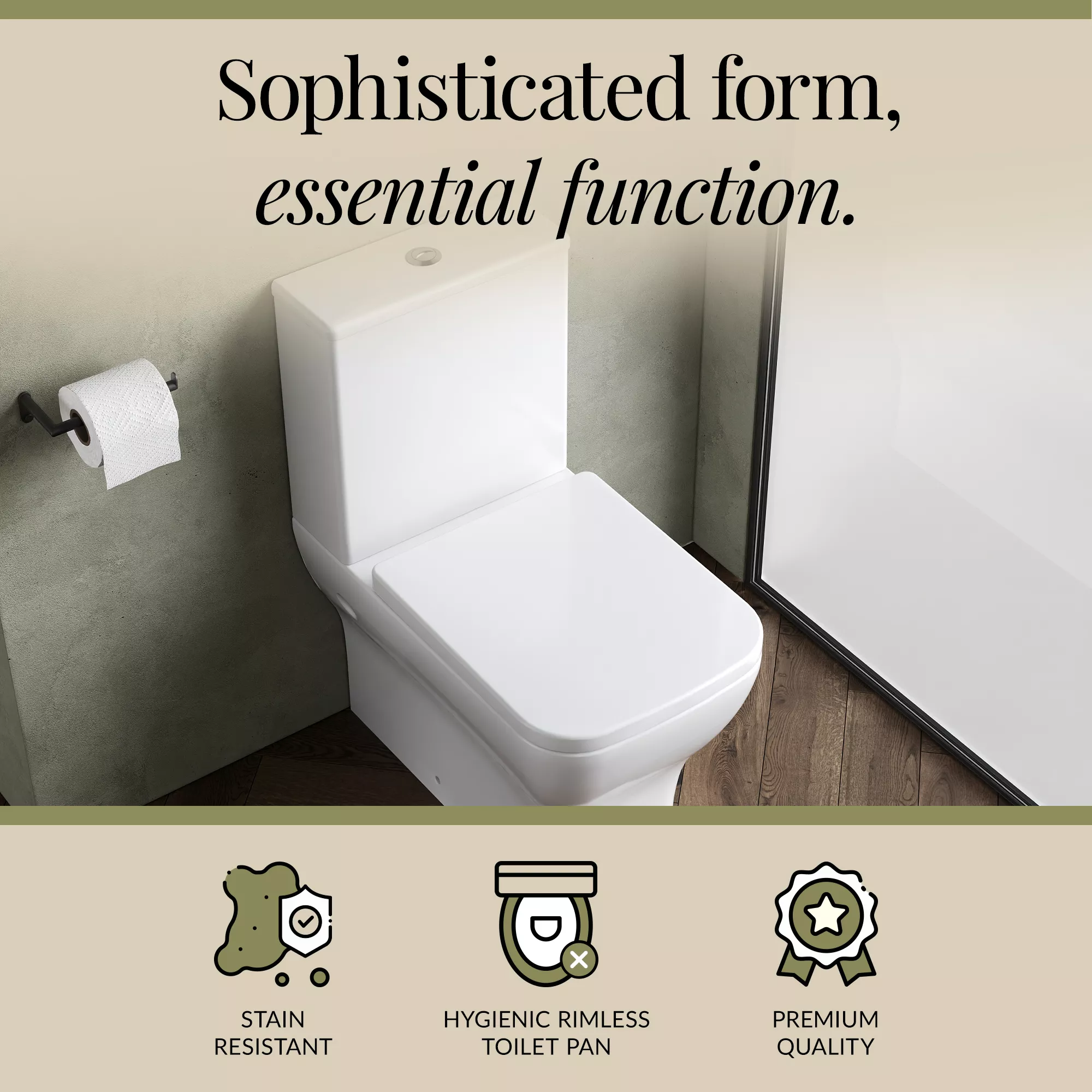 Hilderstone Modern Rimless Flush to Wall Close Coupled Toilet and Soft Close Seat - Image 3