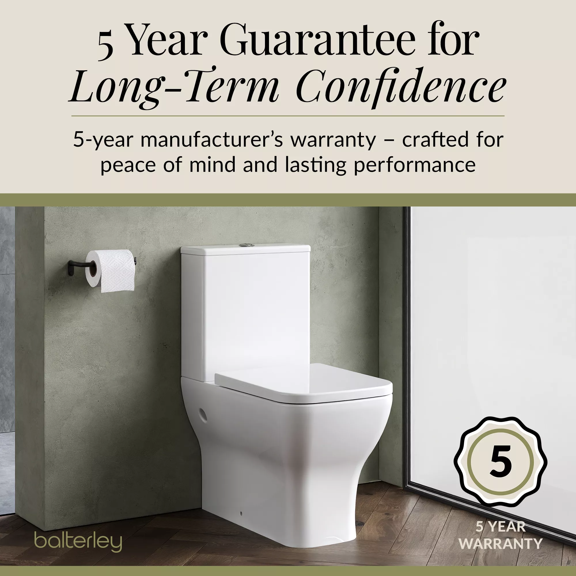Hilderstone Modern Rimless Flush to Wall Close Coupled Toilet and Soft Close Seat - Image 7