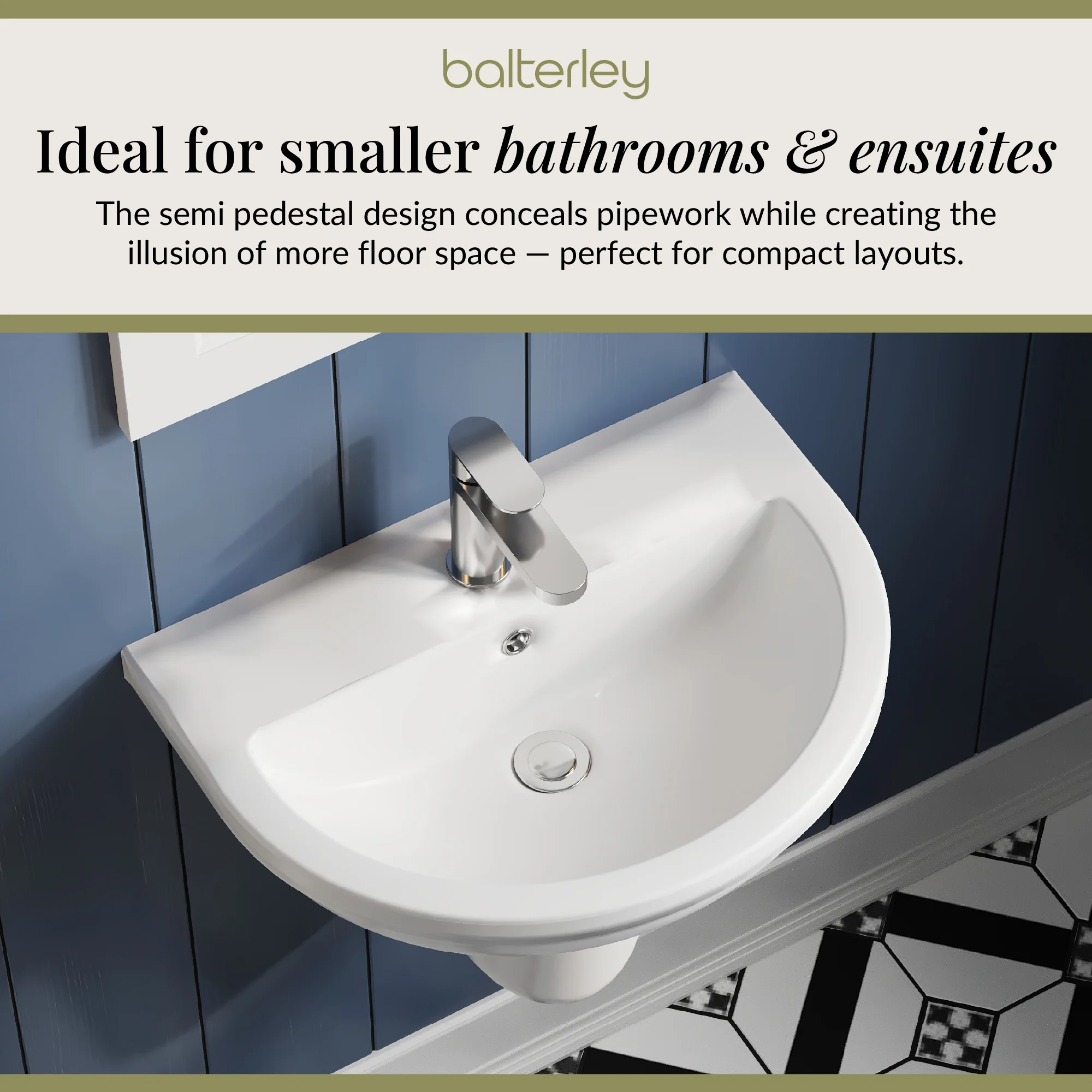 Modern White Round Bathroom Basin with Choice of Pedestal - 500mm - Image 12