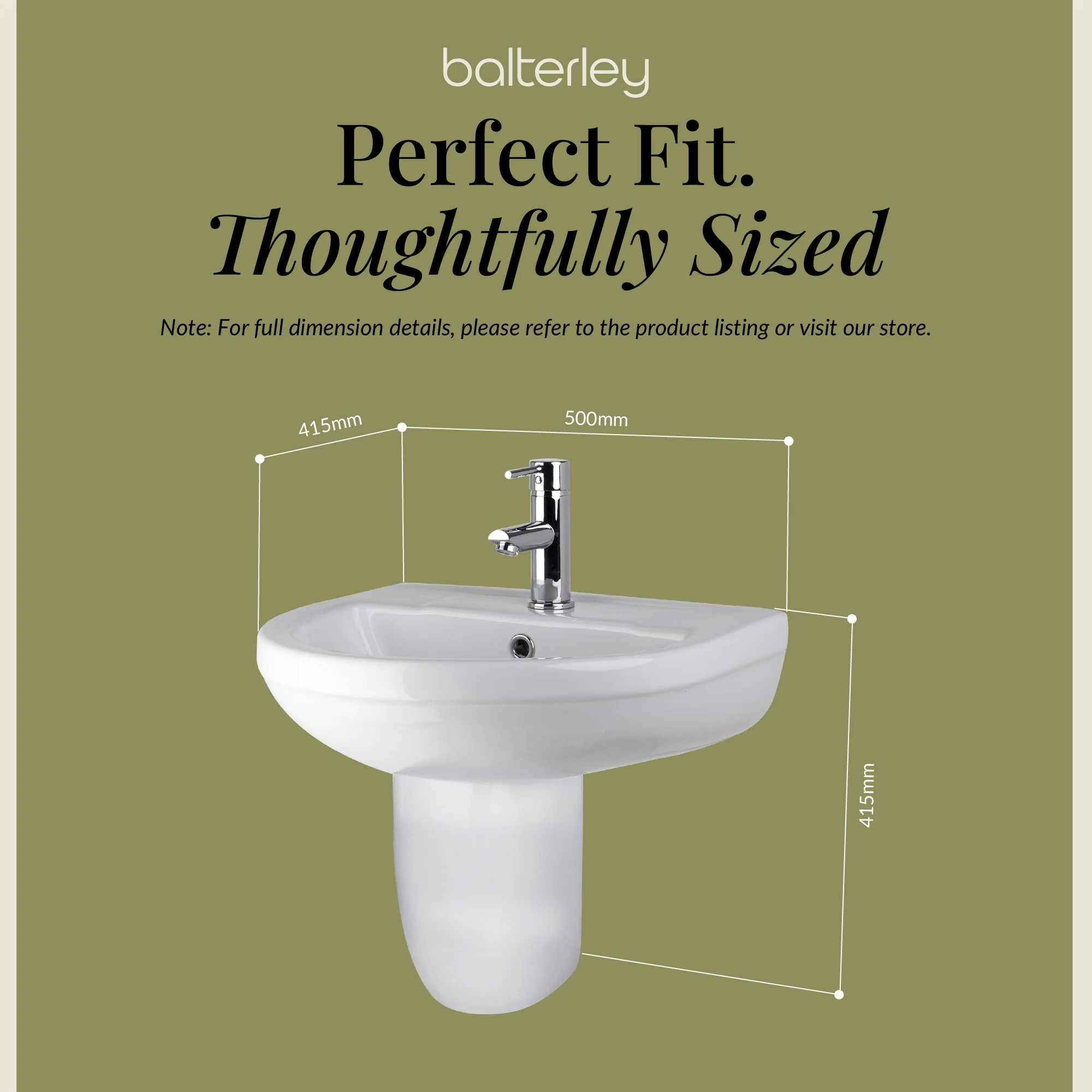 Modern White Round Bathroom Basin with Choice of Pedestal - 500mm - Image 13