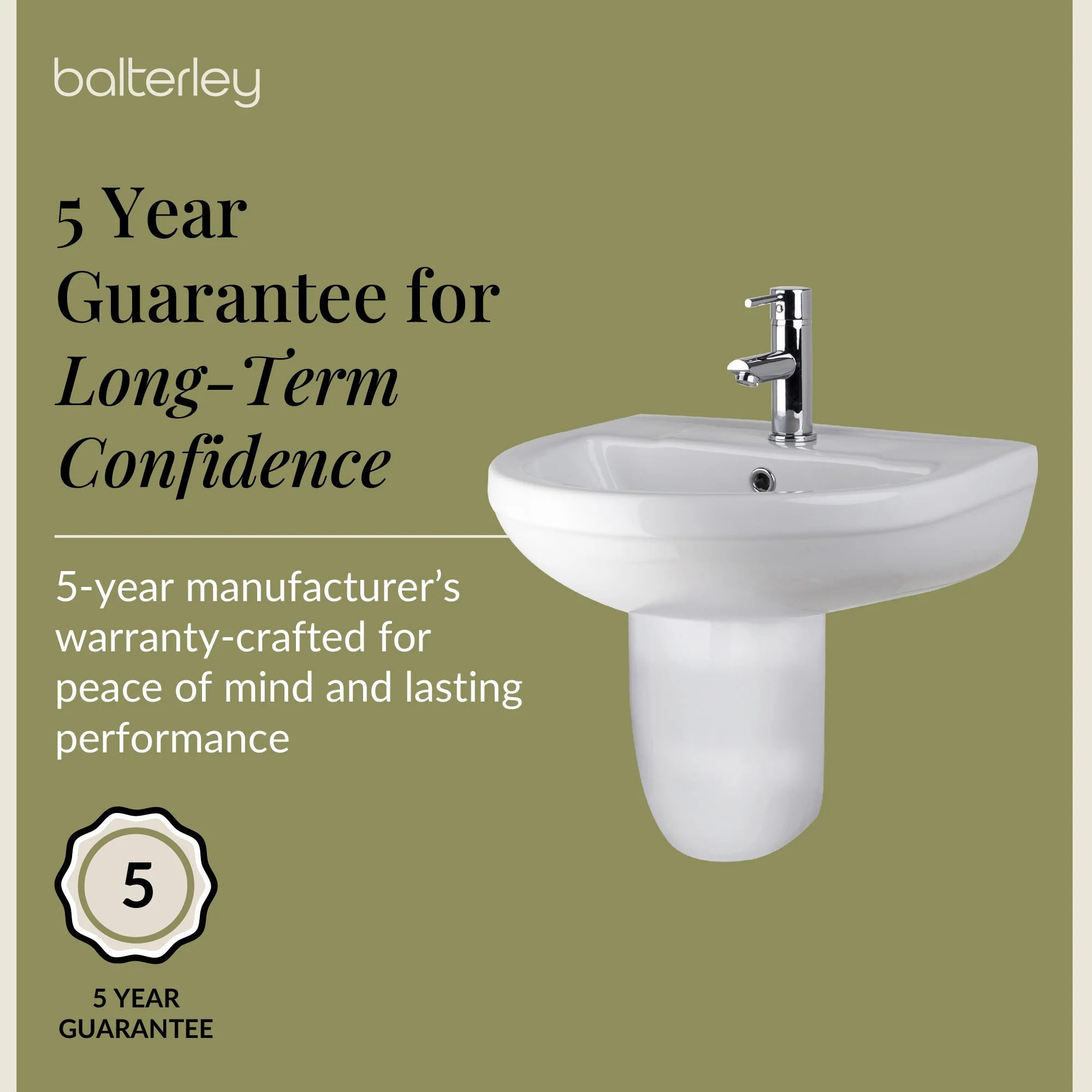 Modern White Round Bathroom Basin with Choice of Pedestal - 500mm - Image 14