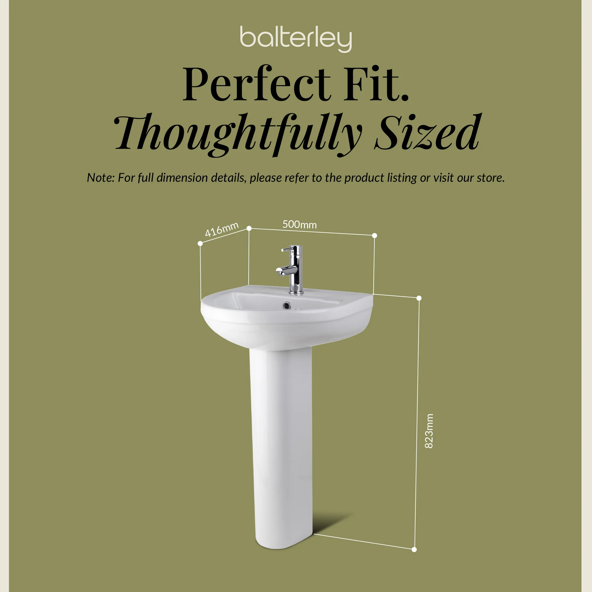 Modern White Round Bathroom Basin with Choice of Pedestal - 500mm - Image 6