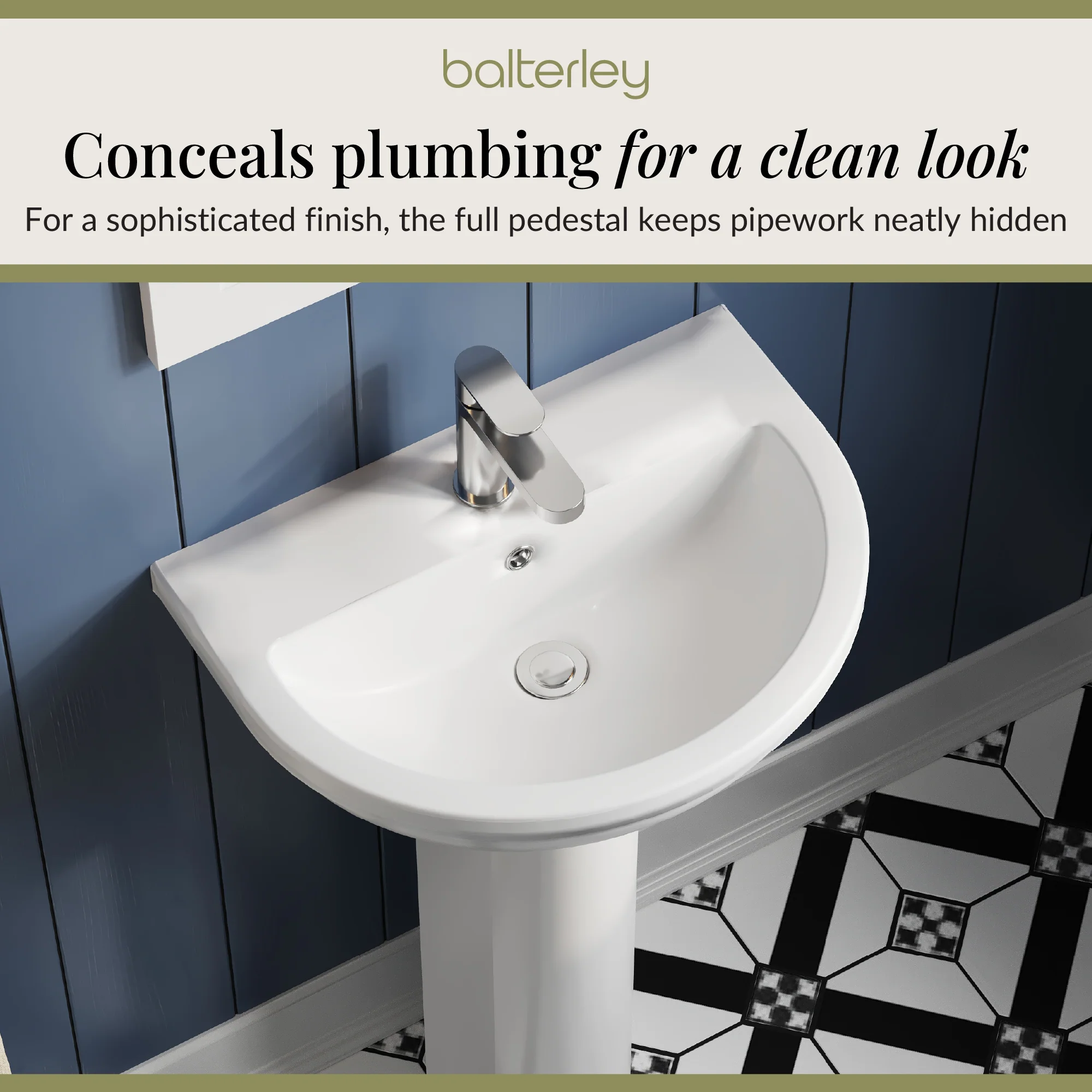 Modern White Round Bathroom Basin with Choice of Pedestal - 500mm - Image 7