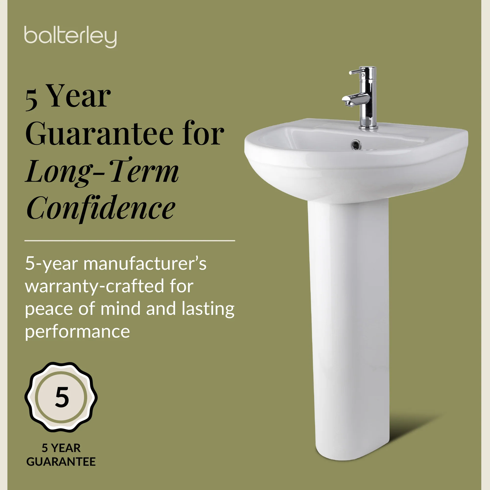 Modern White Round Bathroom Basin with Choice of Pedestal - 500mm - Image 8