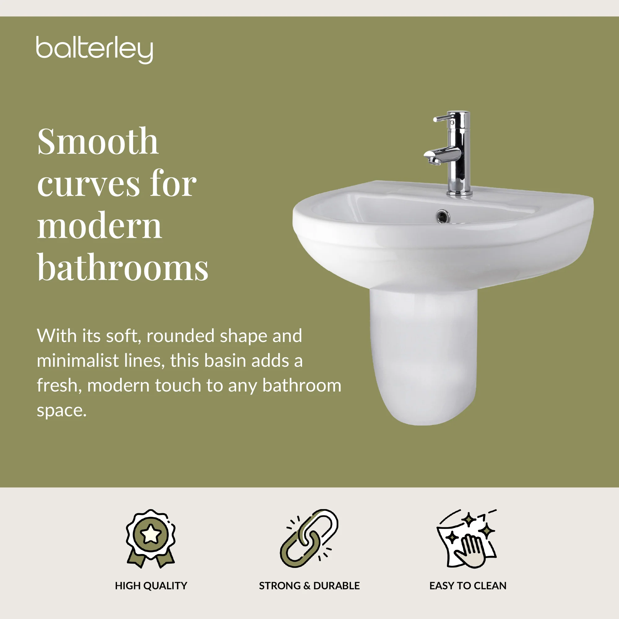 Modern White Round Bathroom Basin with Choice of Pedestal - 500mm - Image 9
