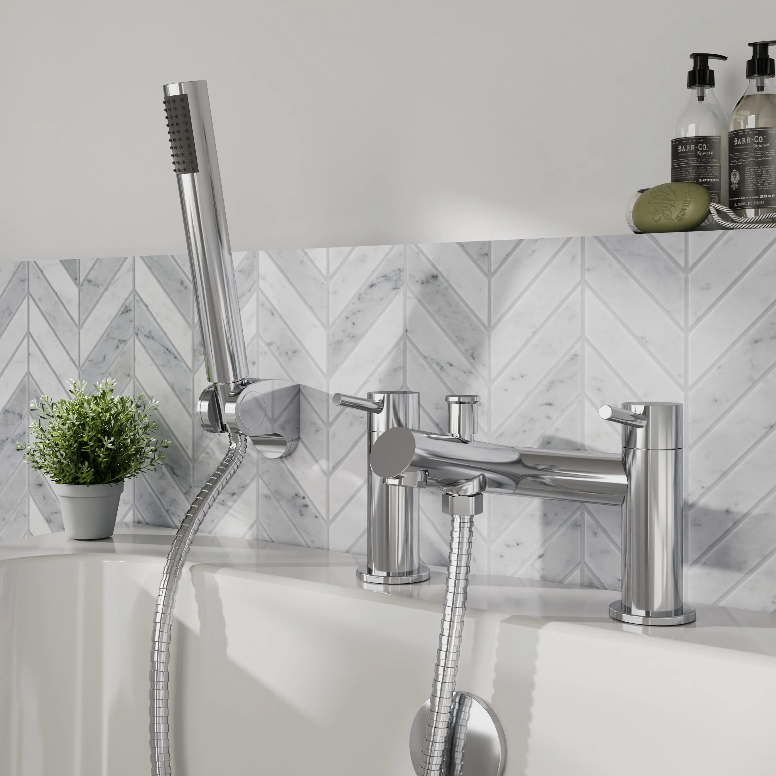 Wetley Round Minimalist Bath Shower Mixer Tap with Shower Kit - Choice of Finish - Image 11