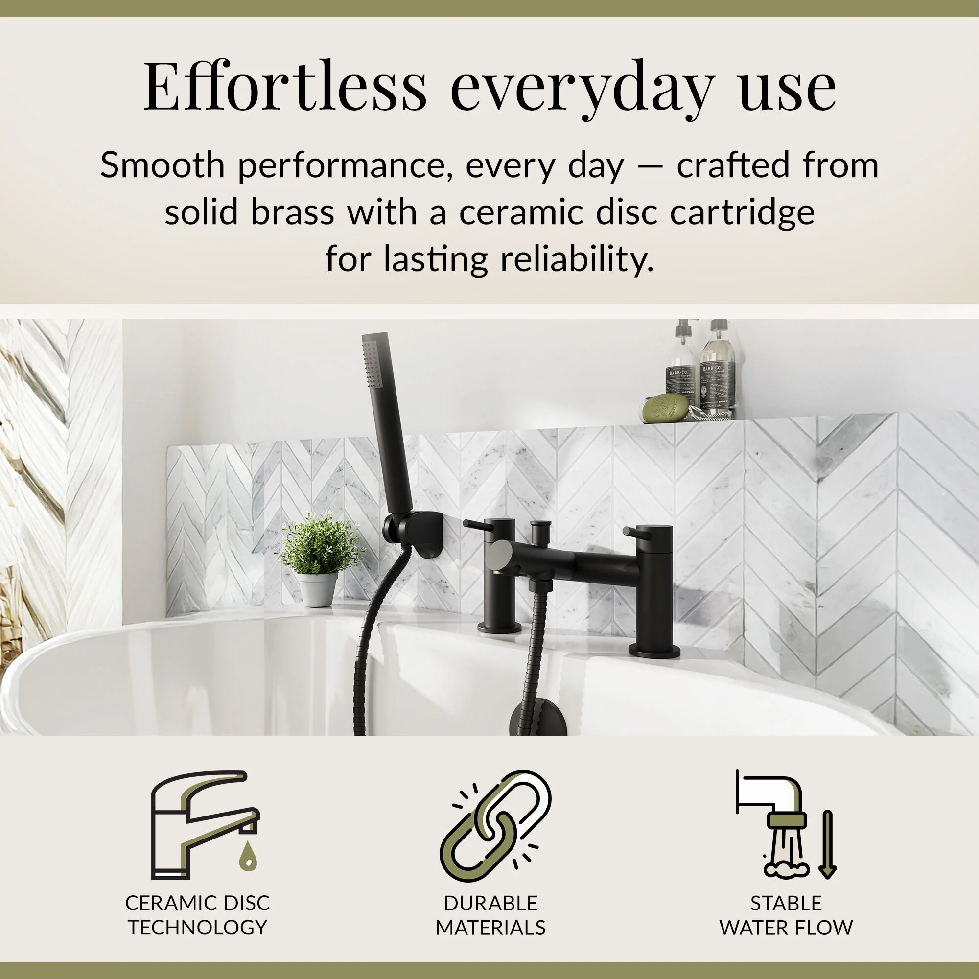 Wetley Round Minimalist Bath Shower Mixer Tap with Shower Kit - Choice of Finish - Image 14